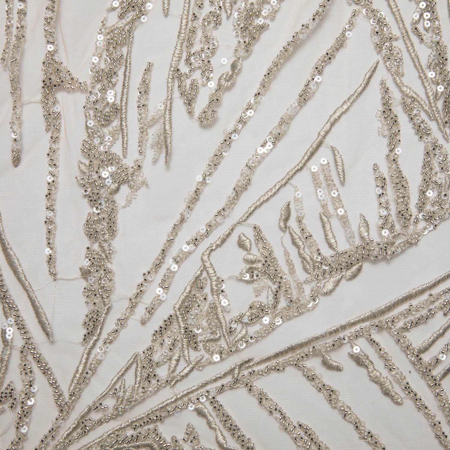 Champagne P/SOFT TULLE LACE FABRIC COM EMBROIDERED AND SEQUINED WITH BEAUTIFUL ELEGANT DESIGN 52" WIDE | Exquisite Fabric