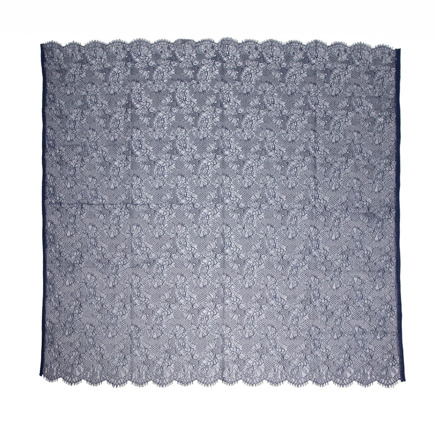 Chantilly Lace with Cord Navy Fabric Navy - Exquisite Fabric