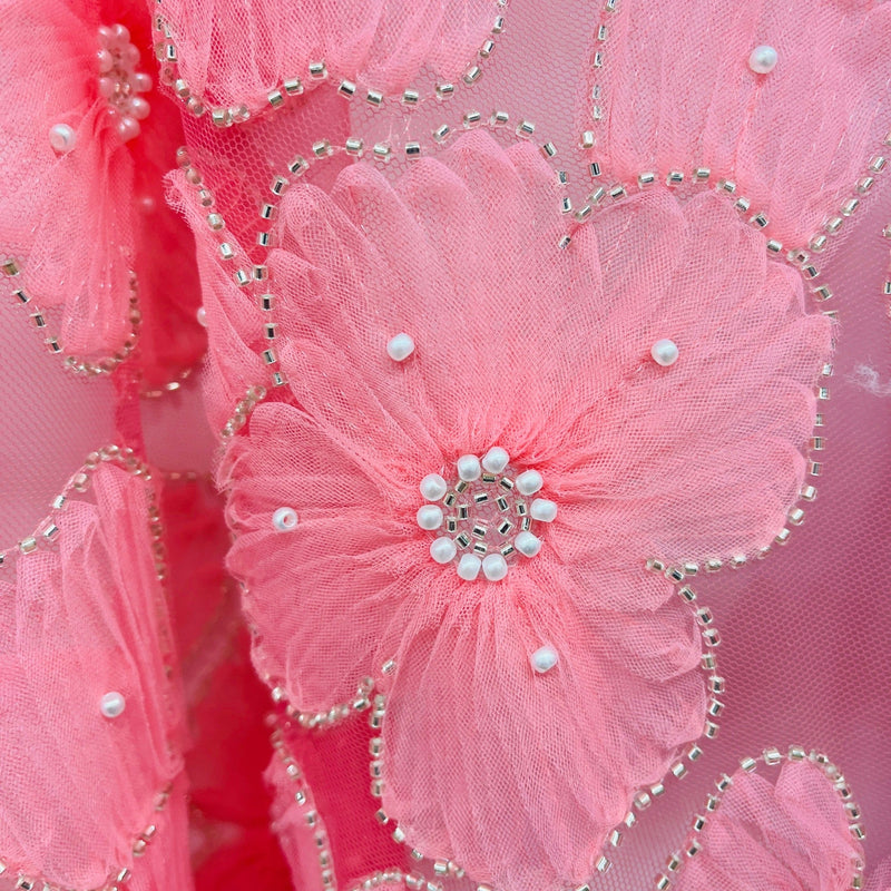 Beaded 3D Floral Lace Fabric for Bridal, Quinceañera & Dance Dresses | Lace USA - GD-216