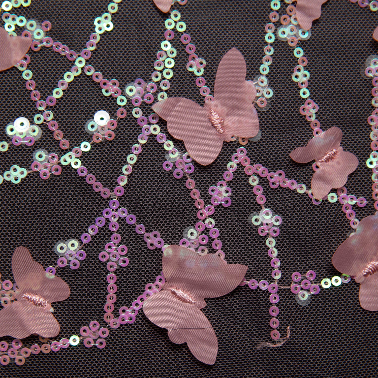 Tulle Lace Fabric Embroidered with Applique and Beautiful 3D Butterfly Design 52" Wide | Exquisite Fabric