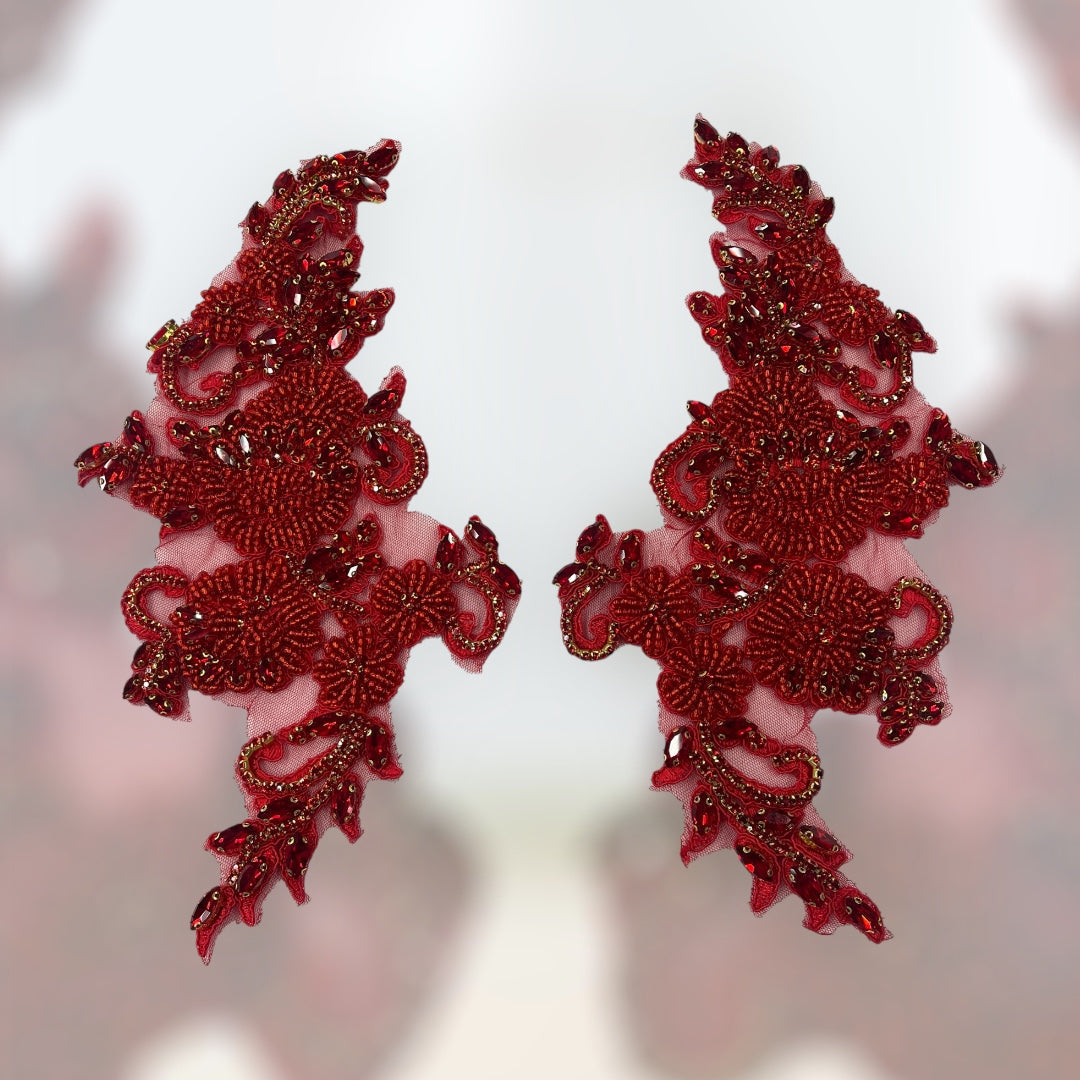 Crystal Rhinestone Applique Embroidered on 100% Polyester | Lace USA - GD-R805