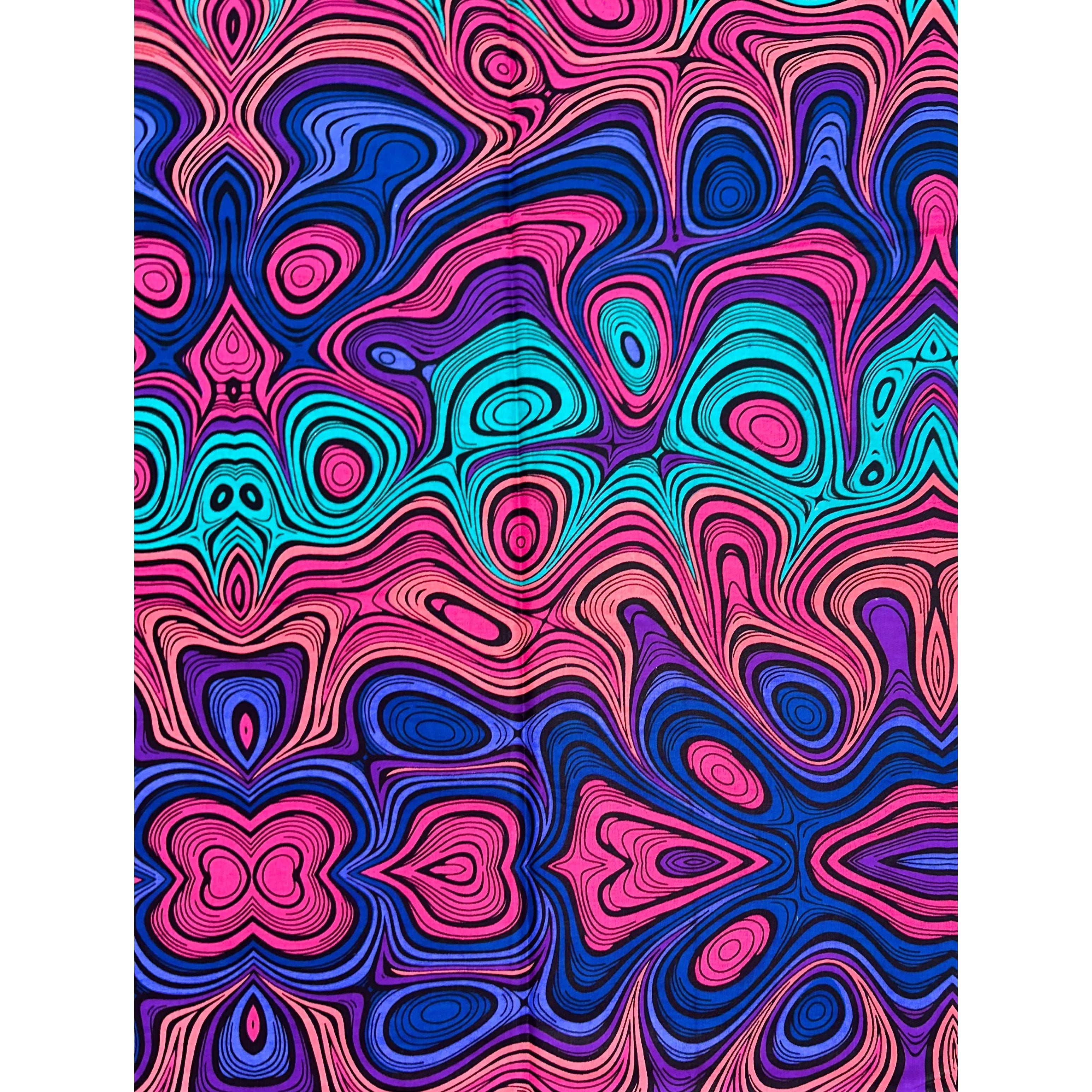 African Print Fabric/ Ankara - Pink, Purple, Turquoise, Blue 'Kilima Reverb' Design, YARD or WHOLESALE