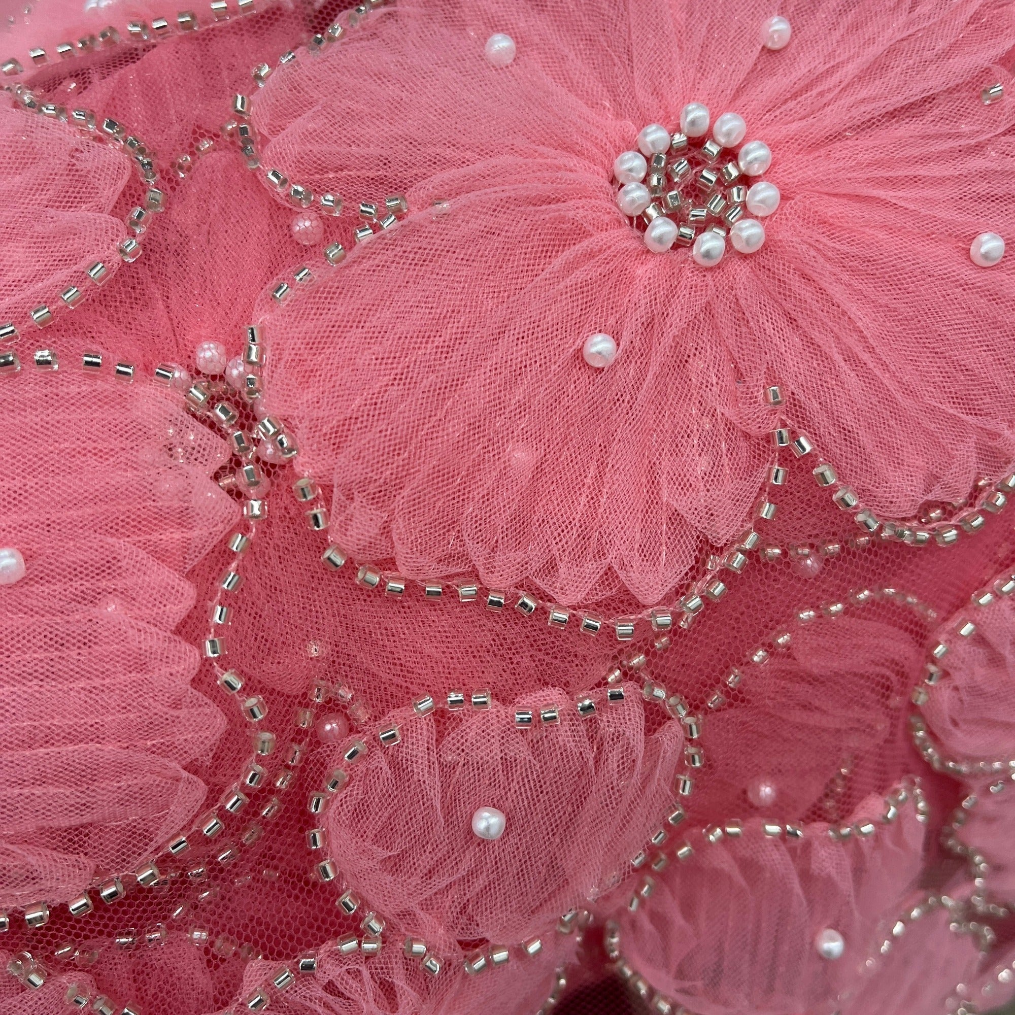 Beaded 3D Floral Lace Fabric for Bridal, Quinceañera & Dance Dresses | Lace USA - GD-216