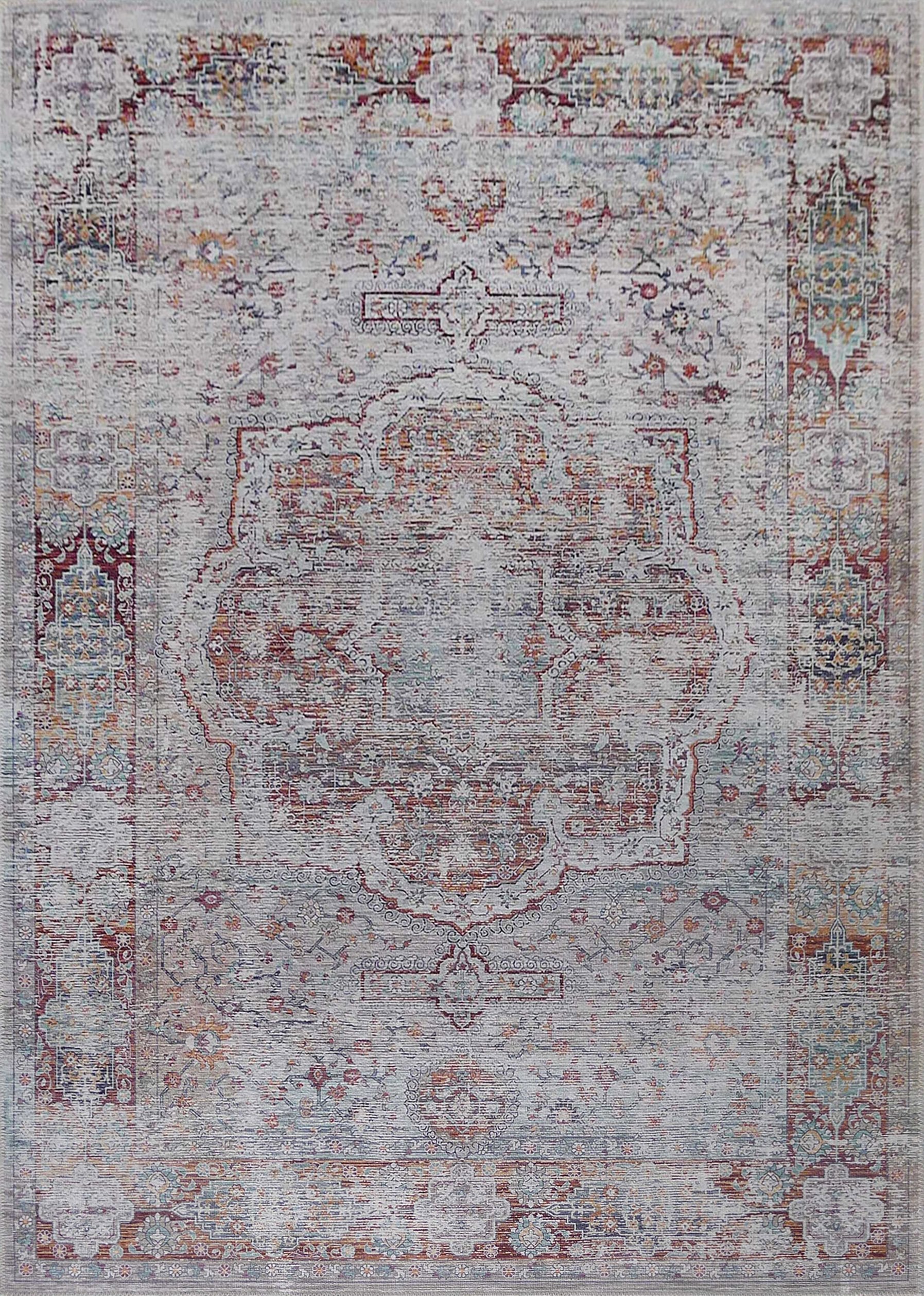 Beige Vintage Faded Design Printed Style Area Rug/ Carpet