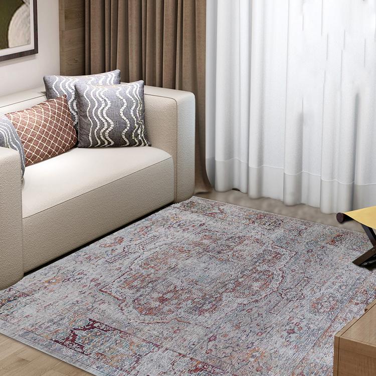 Beige Vintage Faded Design Printed Style Area Rug/ Carpet