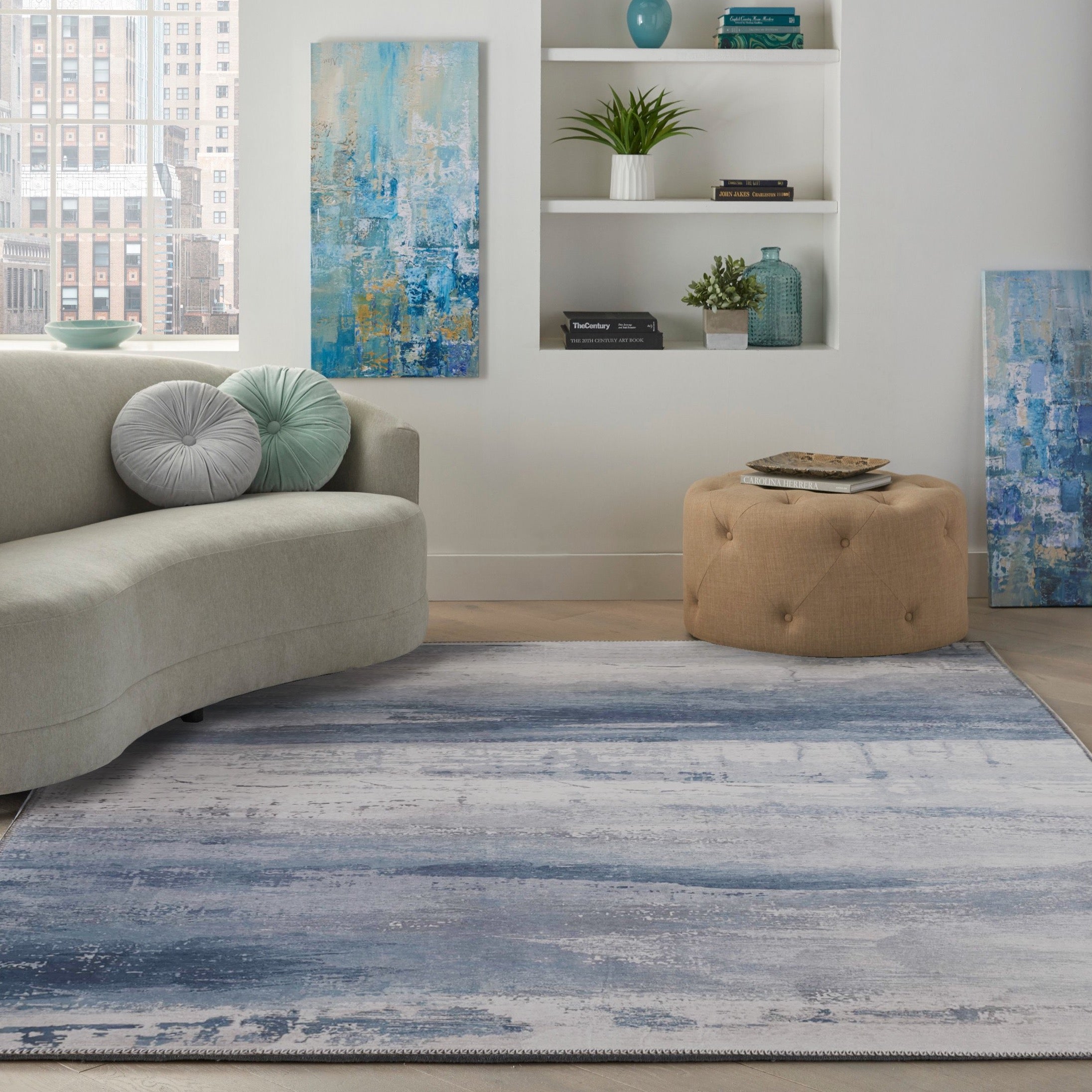 Blue Meadow Comfort Print Art Design Area Rug/ Carpet