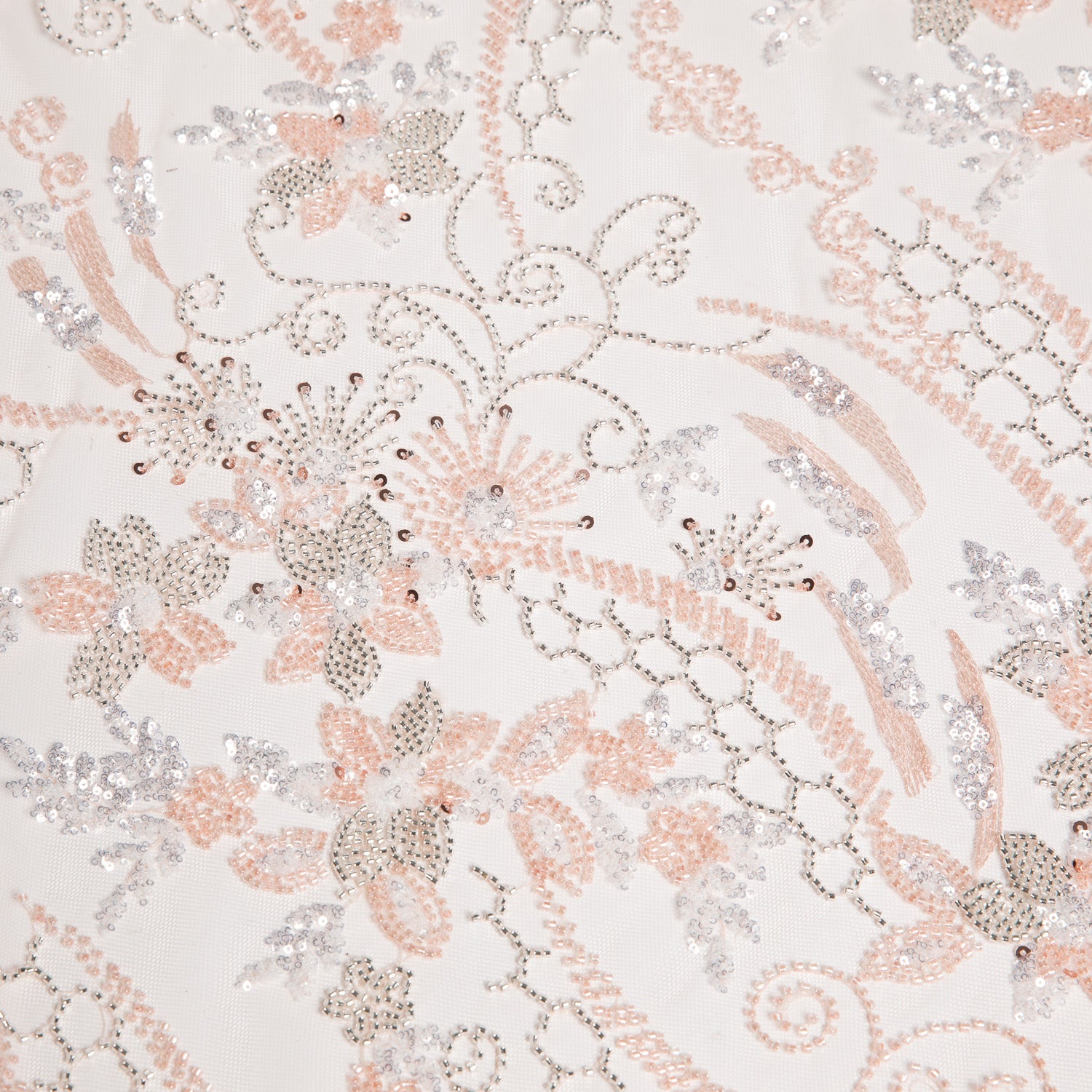 Embroidered Beaded & sequined lace 100% polyester width 50/52" - Exquisite Fabrics