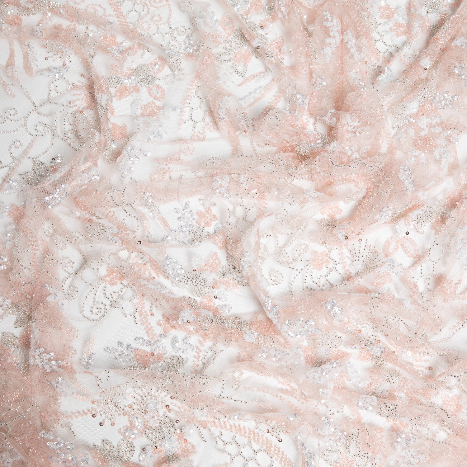 Embroidered Beaded & sequined lace 100% polyester width 50/52" - Exquisite Fabrics