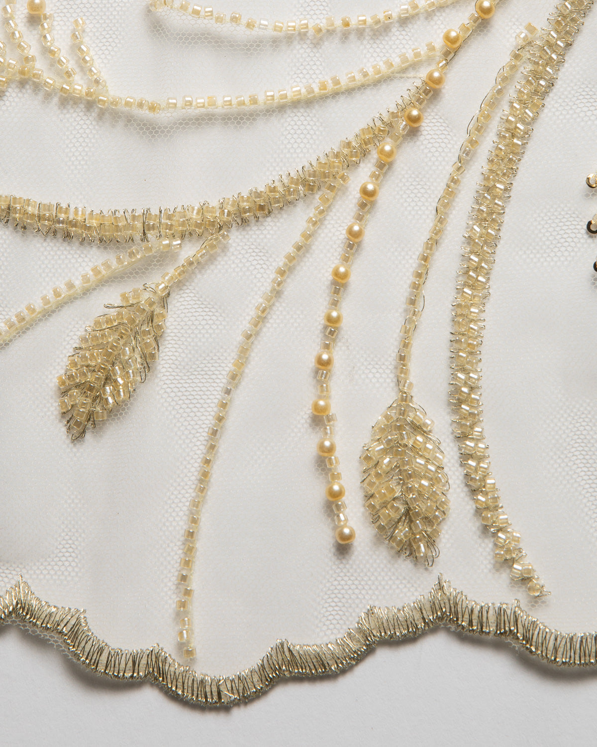 Embroidered Beaded & sequined lace 100% polyester width Light Yellow Fabric 50/52" - Exquisite Fabric