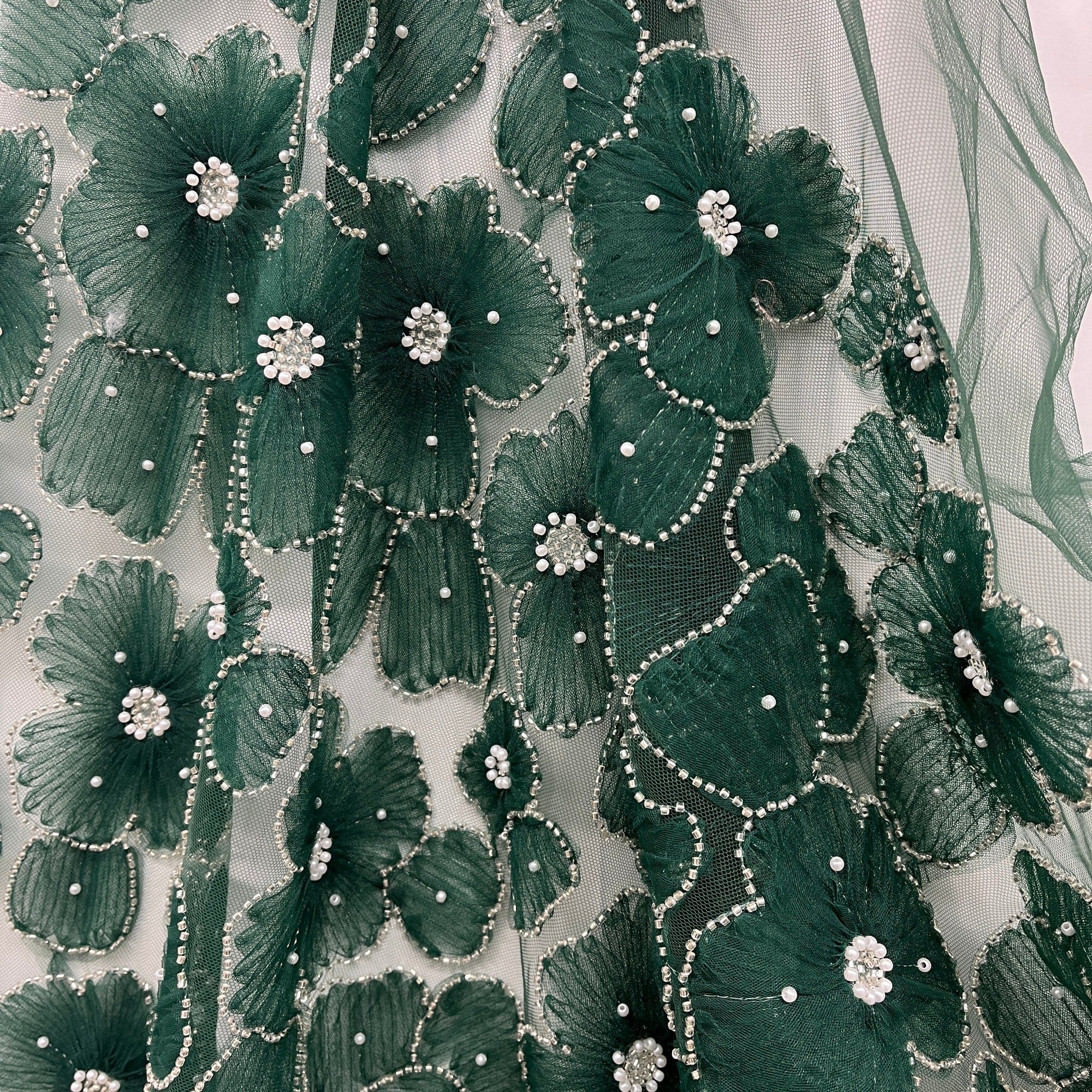 Beaded 3D Floral Lace Fabric for Bridal, Quinceañera & Dance Dresses | Lace USA - GD-216