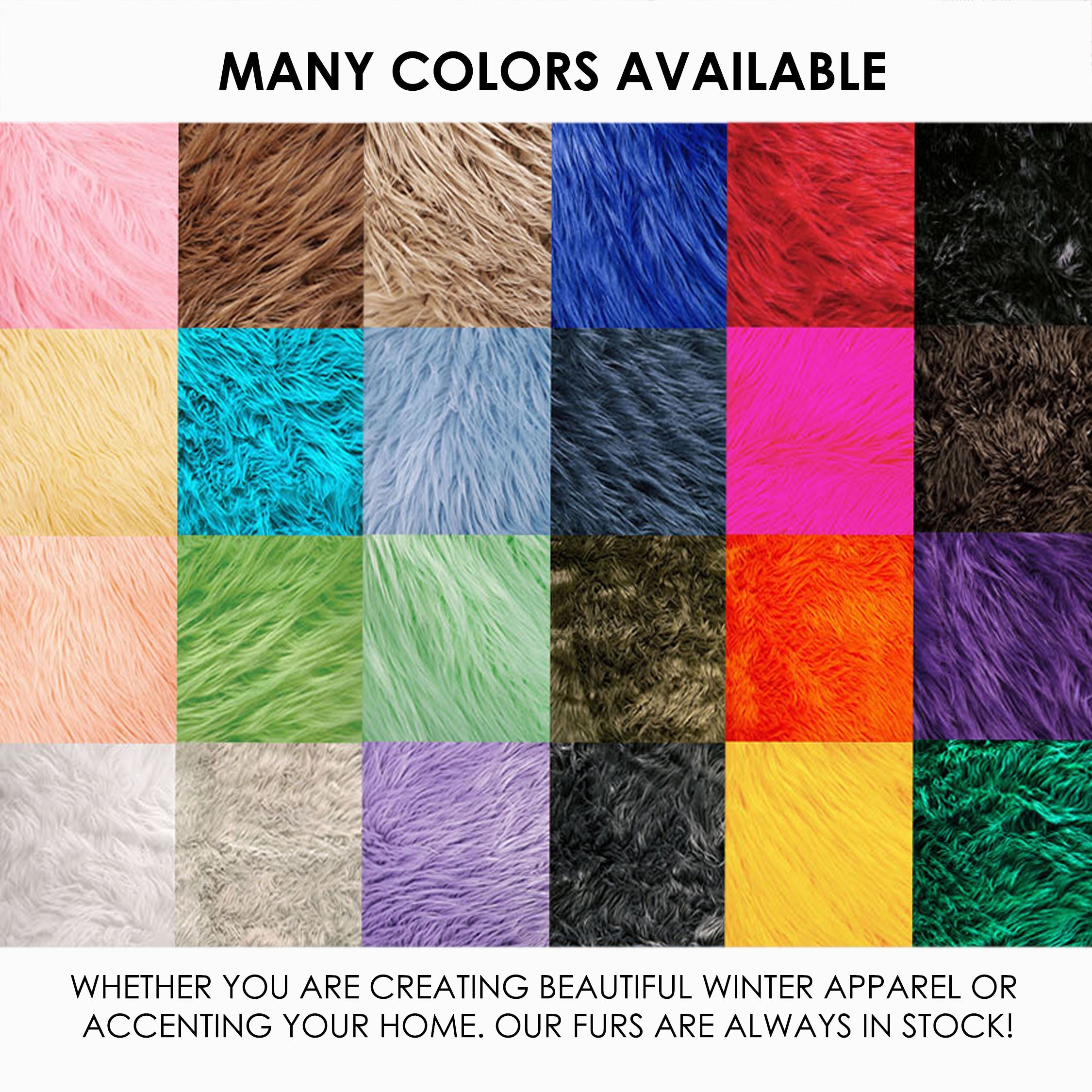 Faux Fur Color Card - Complete Color Sample Swatch of All Available Colors