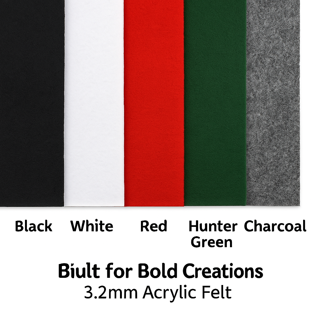 3.2mm Thick Acrylic Felt Sheets – 9x12" – Single Colors or Multi-Color Packs