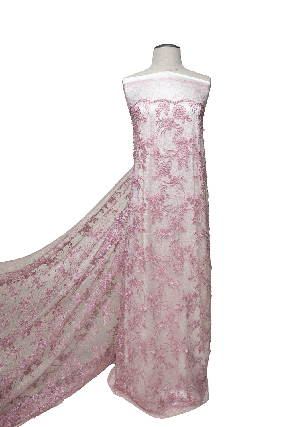 Spider Mesh Lace Fabric Embroidered with Applique, Sequins and Intricate 3D Floral Pattern 100% Polyester 50/52" Wide | Exquisite Fabric