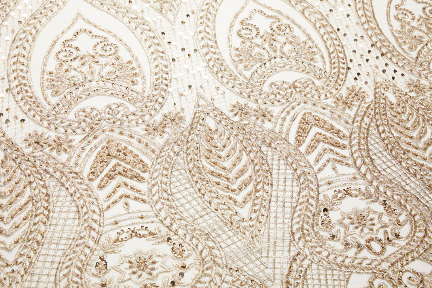 EMBROIDERED BEADED & SEQUINED LACE 100% POLYESTER WIDTH 50/52" - Exquisite Fabrics