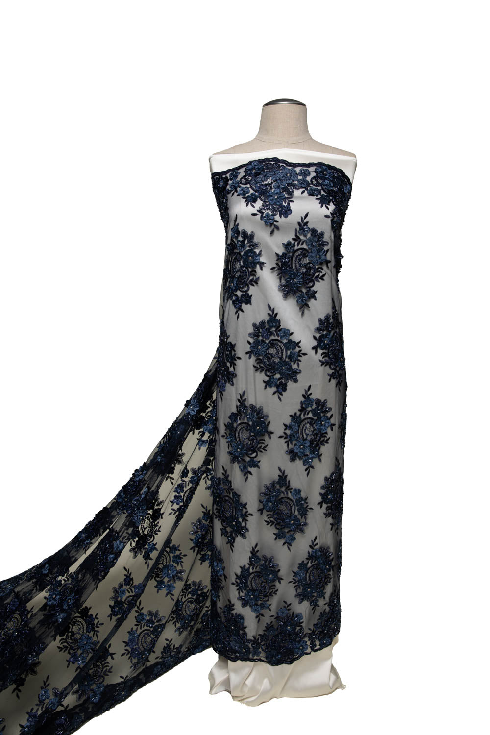 Tulle Lace Fabric Embroidered with Applique & Beads and Intricate 3D Pattern 100% Polyester 50/52" Wide | Exquisite Fabric