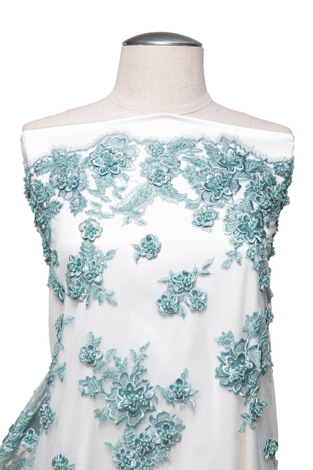 Tulle Lace Fabric Embroidered w/Applique and Exquisite 3D Floral Pattern 52" Wide | Exquisite Fabric