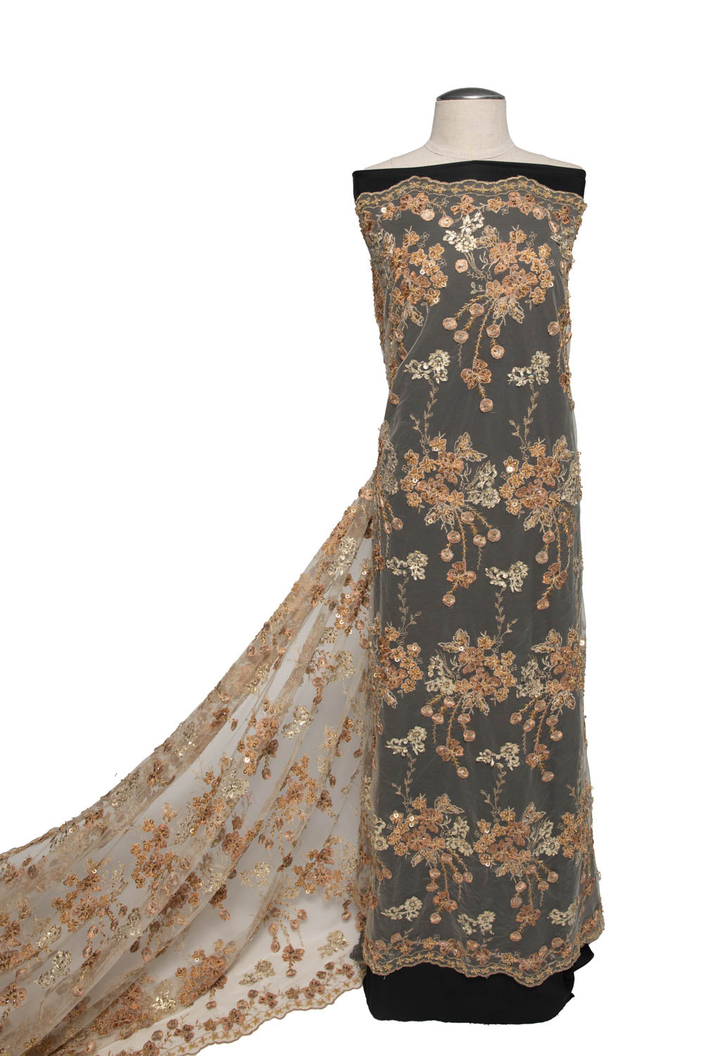 St Tulle Lace Fabric Embroidered w/Applique and Incredibly Beautiful 3D Floral Pattern 52/54" Wide | Exquisite Fabric