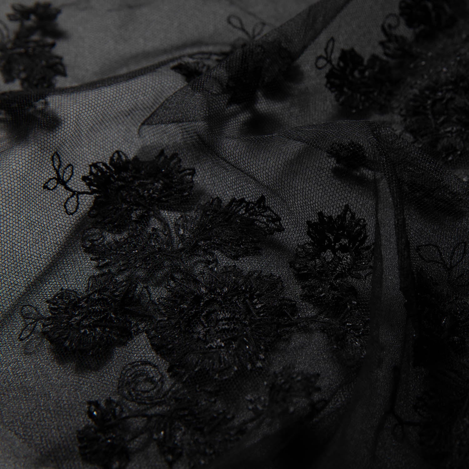 Soft Tulle Lace Fabric Embroidered with Elegant Floral Design 52" Wide | Exquisite Fabric