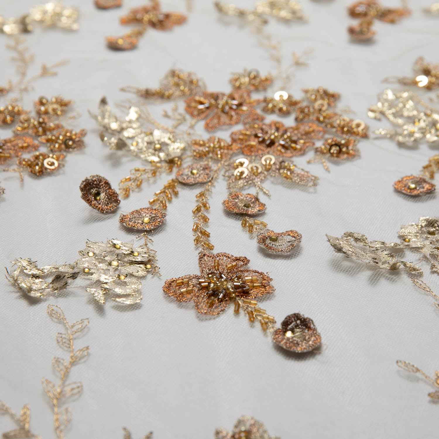 St Tulle Lace Fabric Embroidered w/Applique and Incredibly Beautiful 3D Floral Pattern 52/54" Wide | Exquisite Fabric