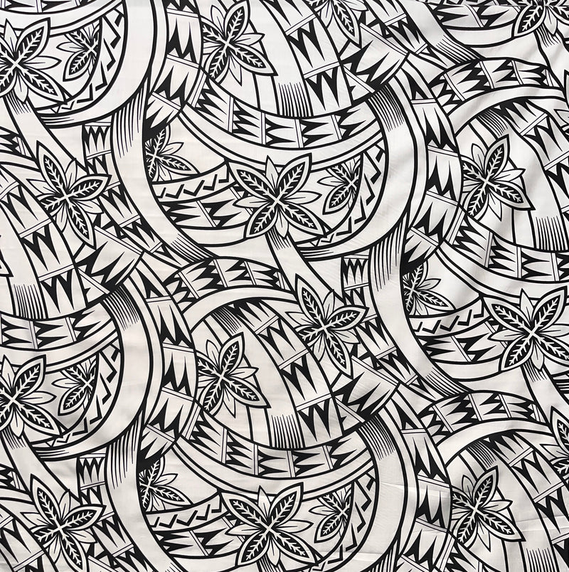 Floral Traditional Polynesian Tattoo Background Poly Cotton Fabric | Islands Fabric