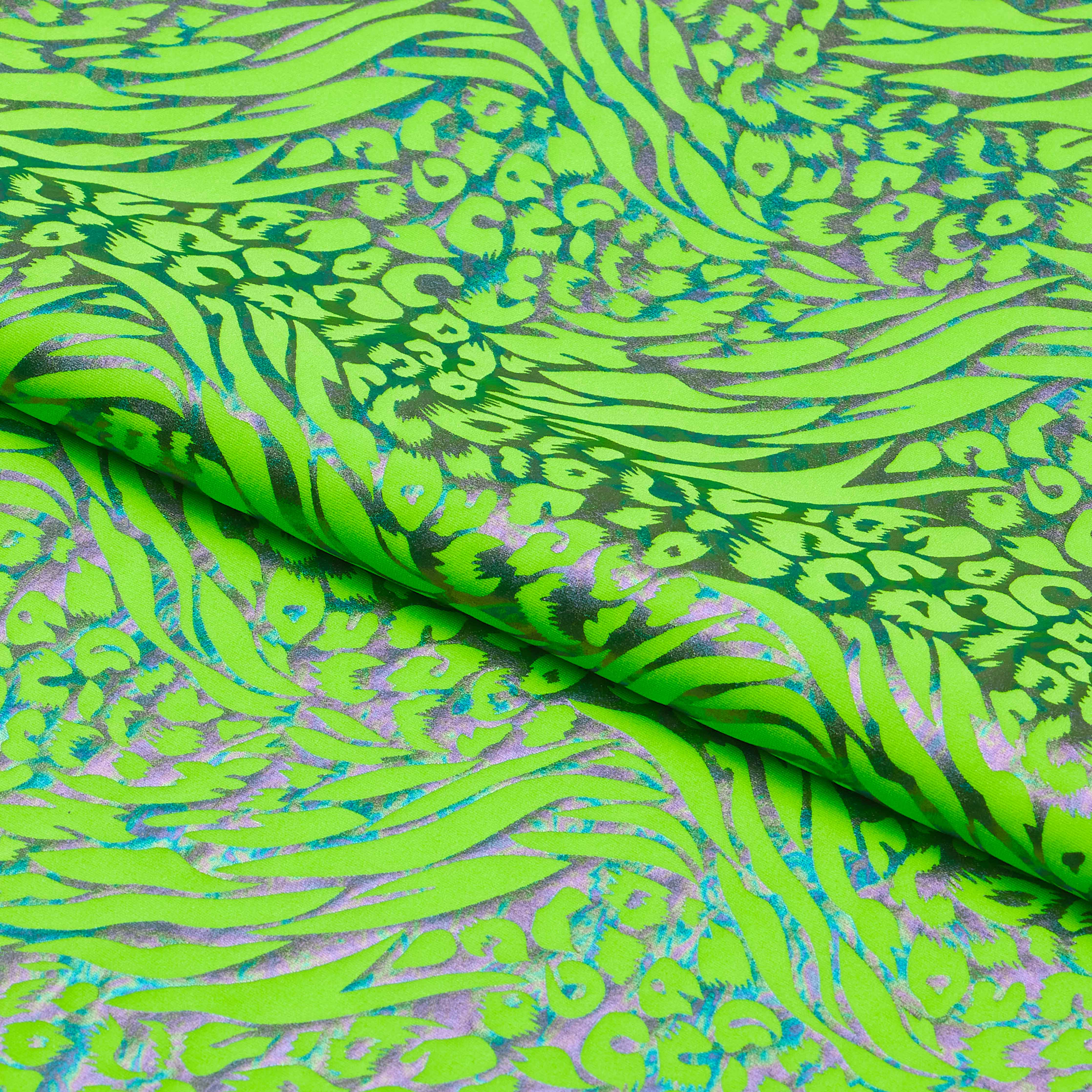 Funky Leopard Hologram Spandex Fabric | Blue Moon Fabrics