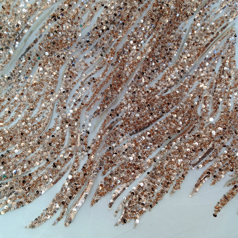 Beaded & Sequined Lace Fabric Embroidered on 100% Polyester Net Mesh | Lace USA - GD-59