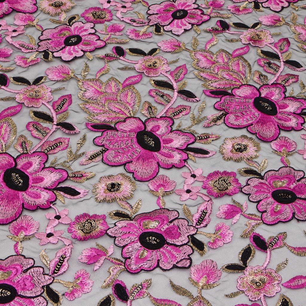 Genevieve Embroidered Mesh Fabric | Blue Moon Fabrics