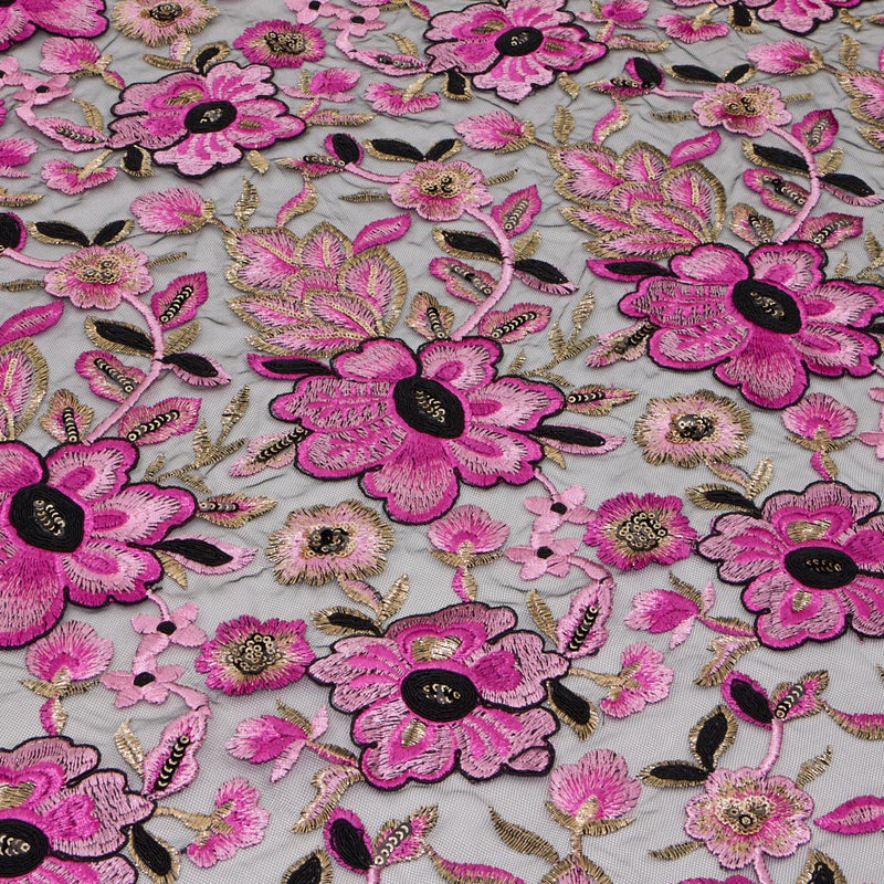 Genevieve Embroidered Mesh Fabric | Blue Moon Fabrics