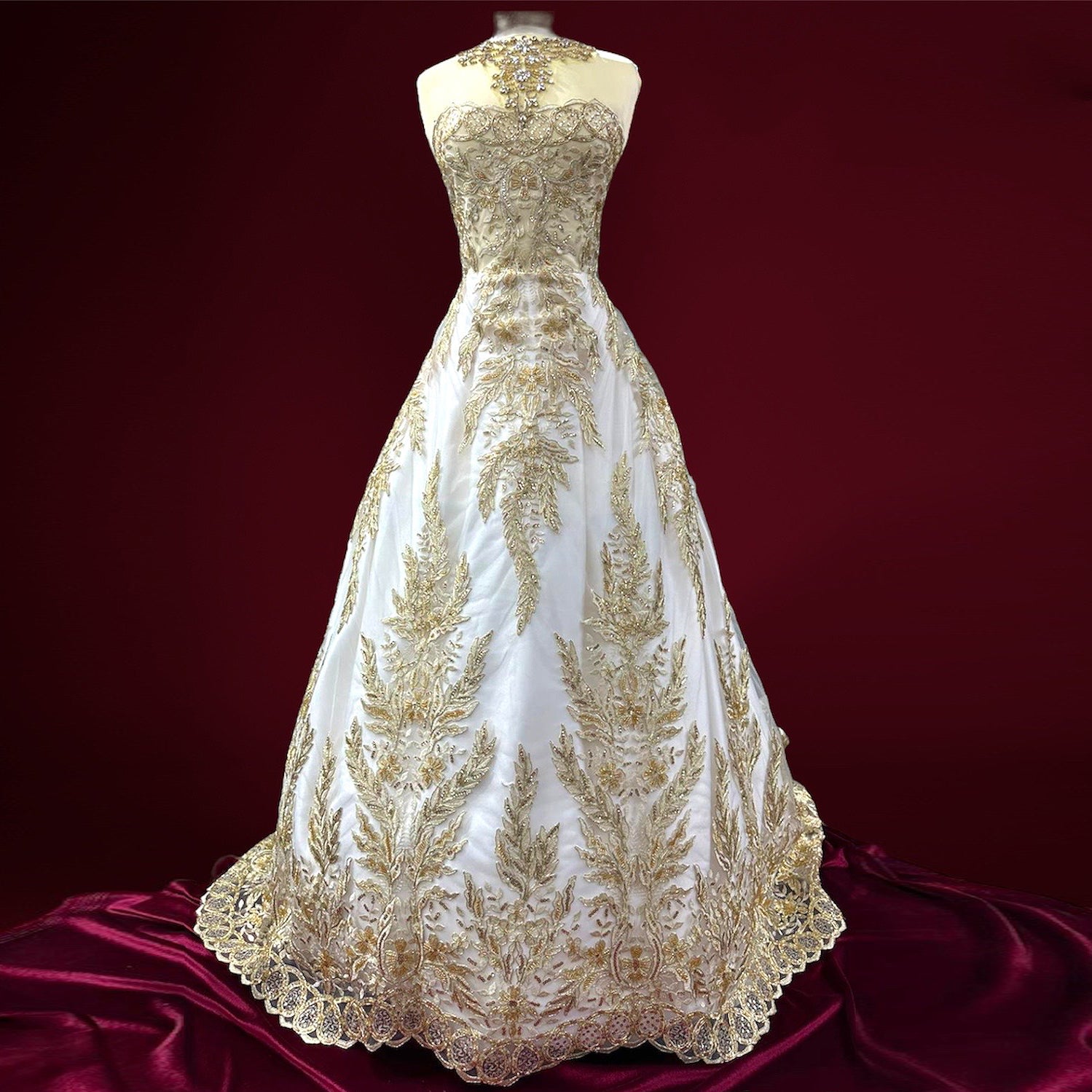 Exquisite Bridal Elegance: Beaded & Corded Embroidered Lace Fabric