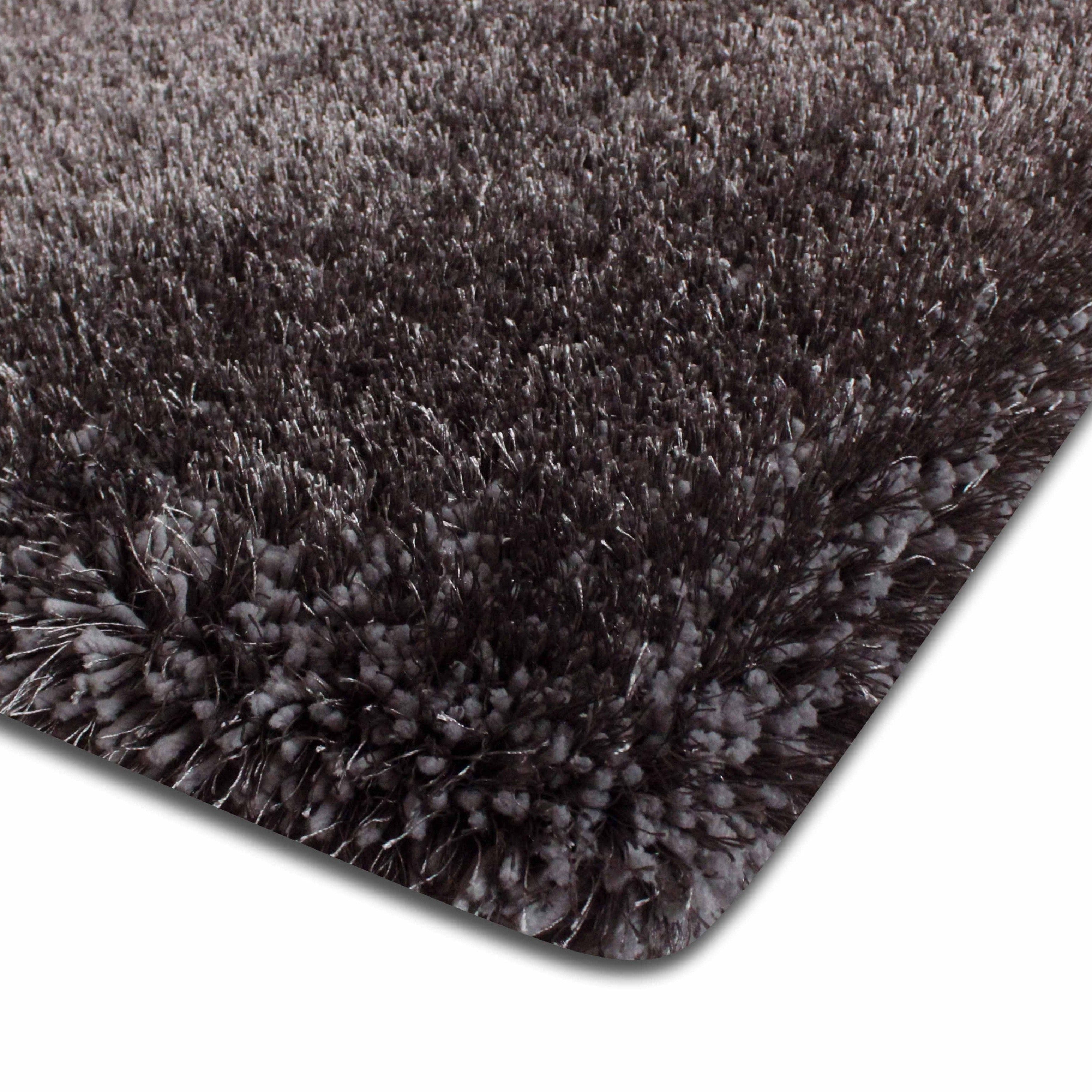 Gray Solid Shag Area Rug/Carpet - Crafted from 100% Polyester, Plush Fluffy Shine, Thick and Thin Yarns Design