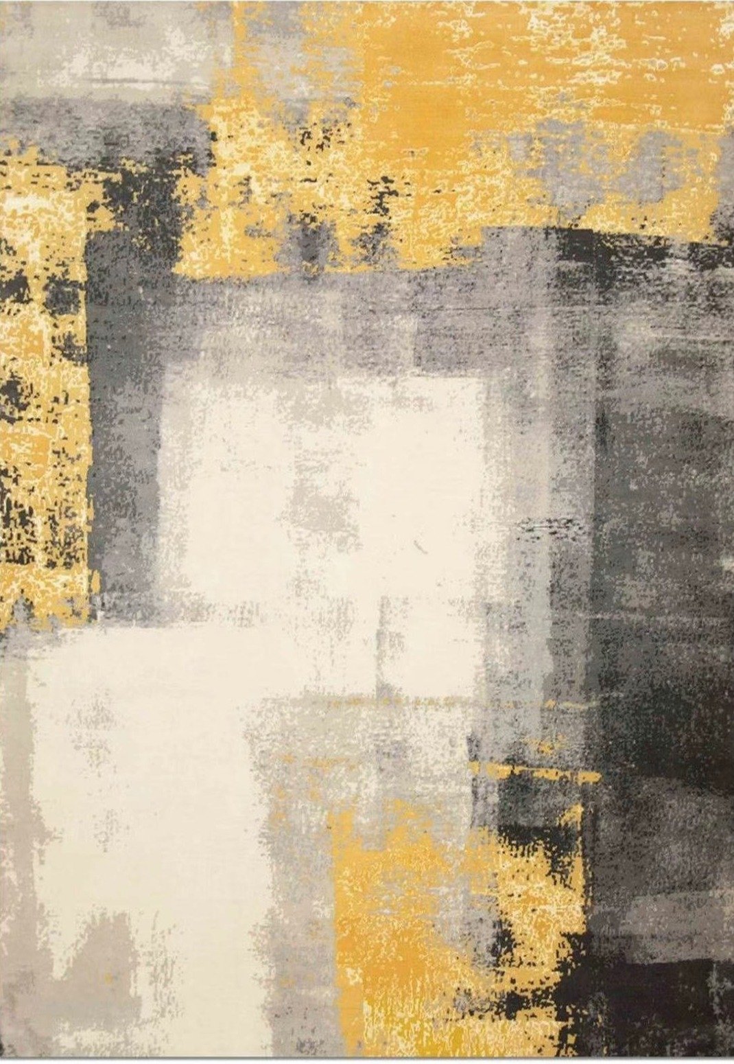 Soft Yellow Abstract Fluffy Cozy Comfortable Print Design Area Rug/ Carpet