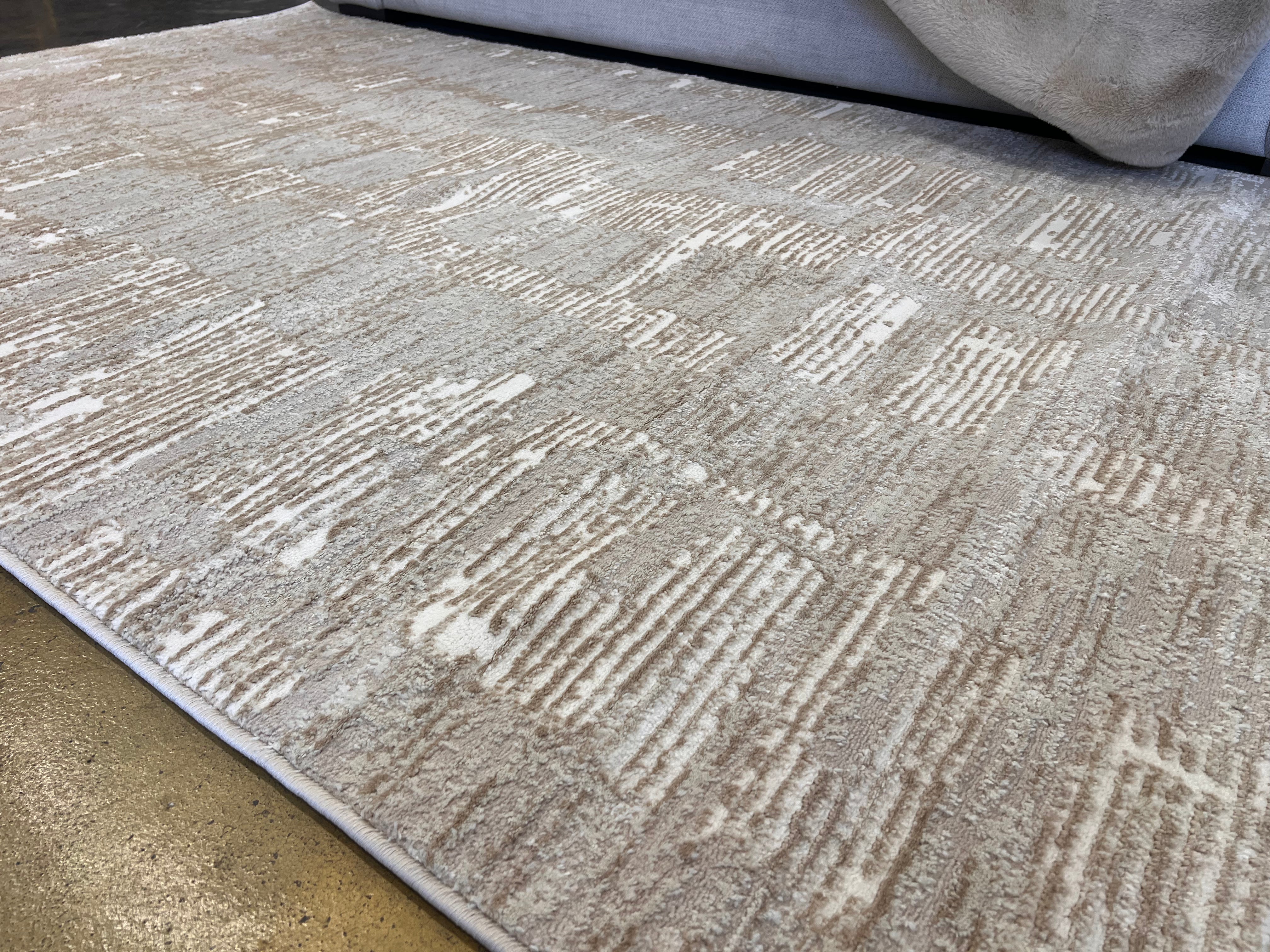 Tone-on-Tone Sandy Beige Rug Crafted with High-Low Mocha Soft finish Detail - NUDE 29