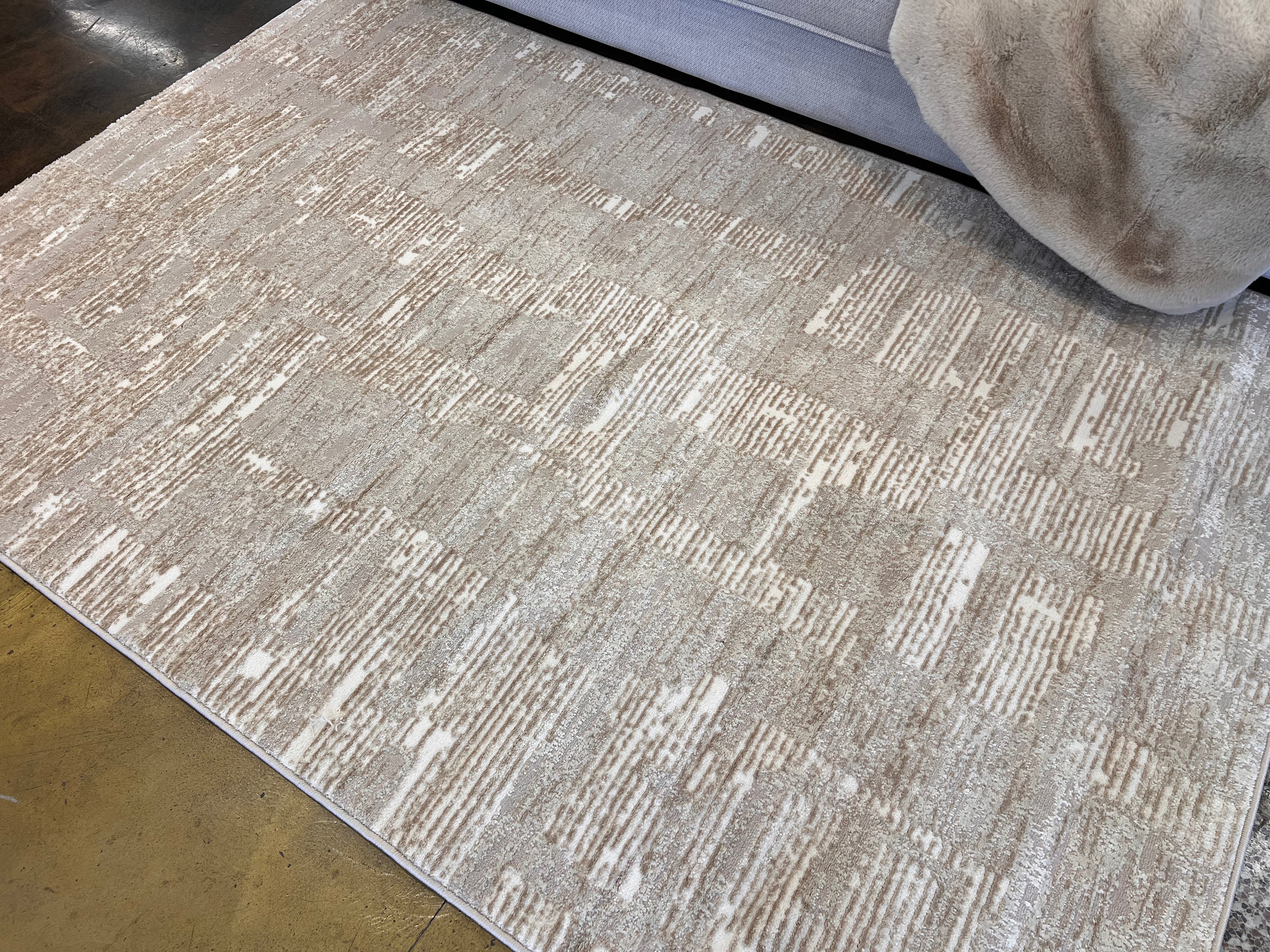 Tone-on-Tone Sandy Beige Rug Crafted with High-Low Mocha Soft finish Detail - NUDE 29