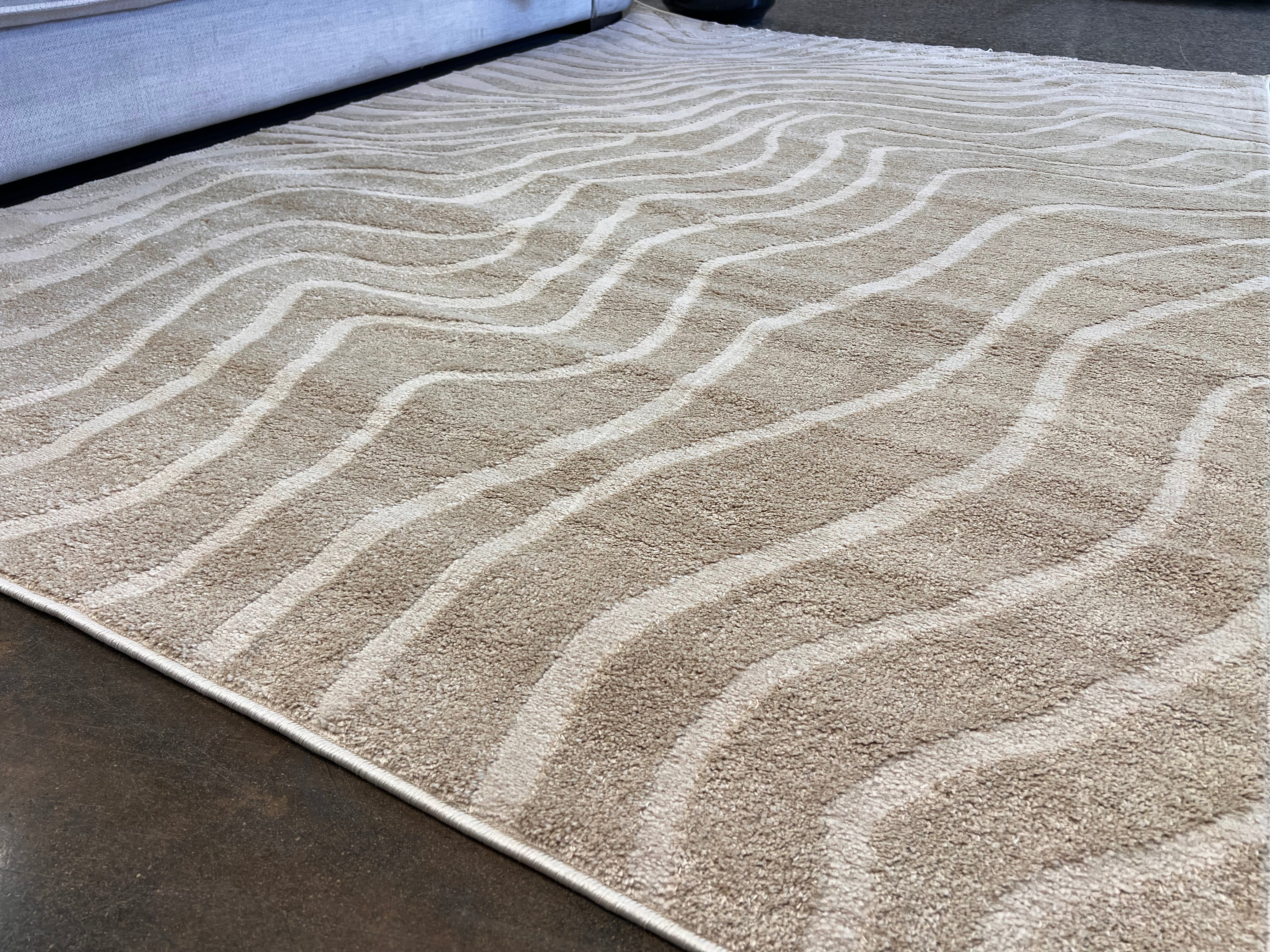 Cozy Mocha Waves: Beige Tone-on-Tone Abstract Rug - NUDE 24