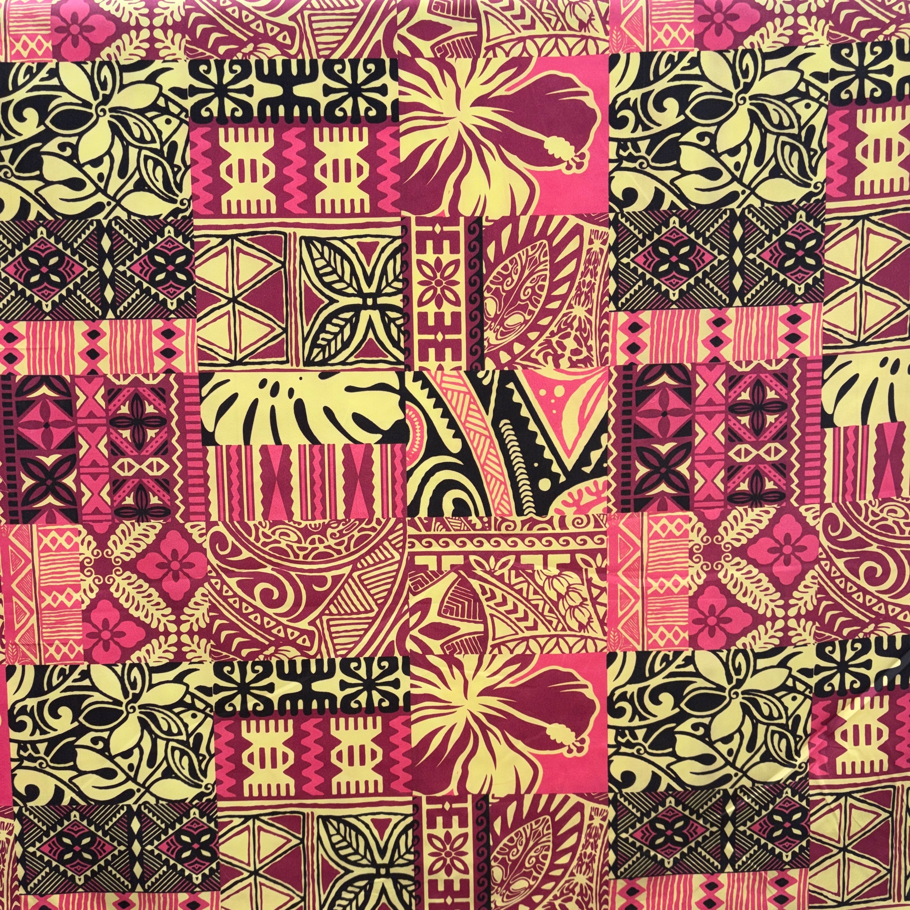 Traditional Polynesian Tapa Design Polyester Fabric # 3 | Islands Fabric