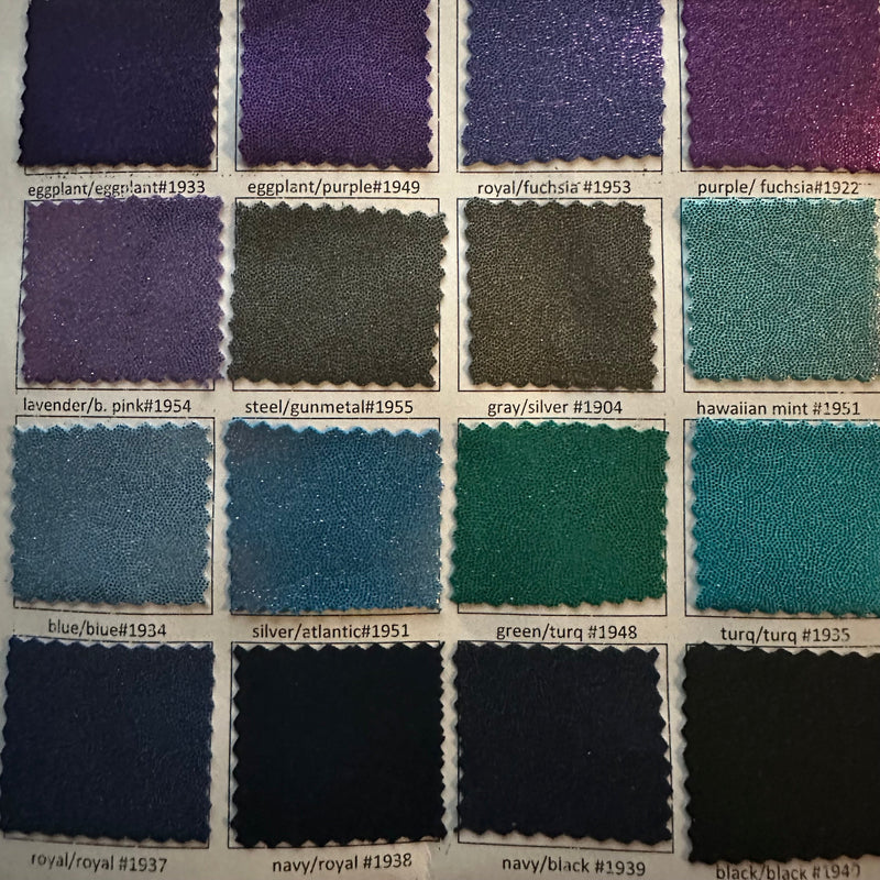 Foggy Foil Fabric Color Card| Spandex Palace