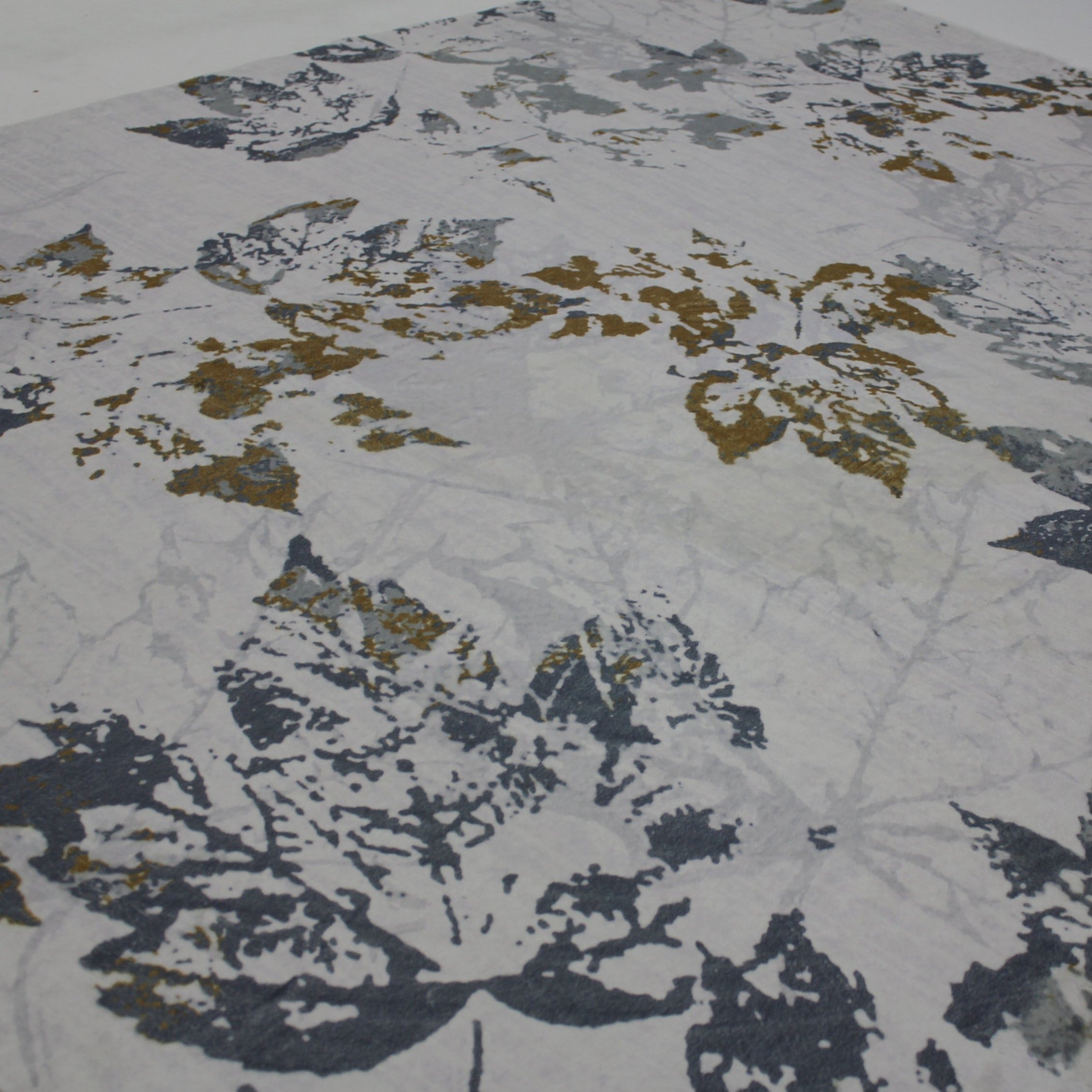 Mosaic Floral Leaf Lines Soft Print Cozy Faux Fur Carpet/Area Rug