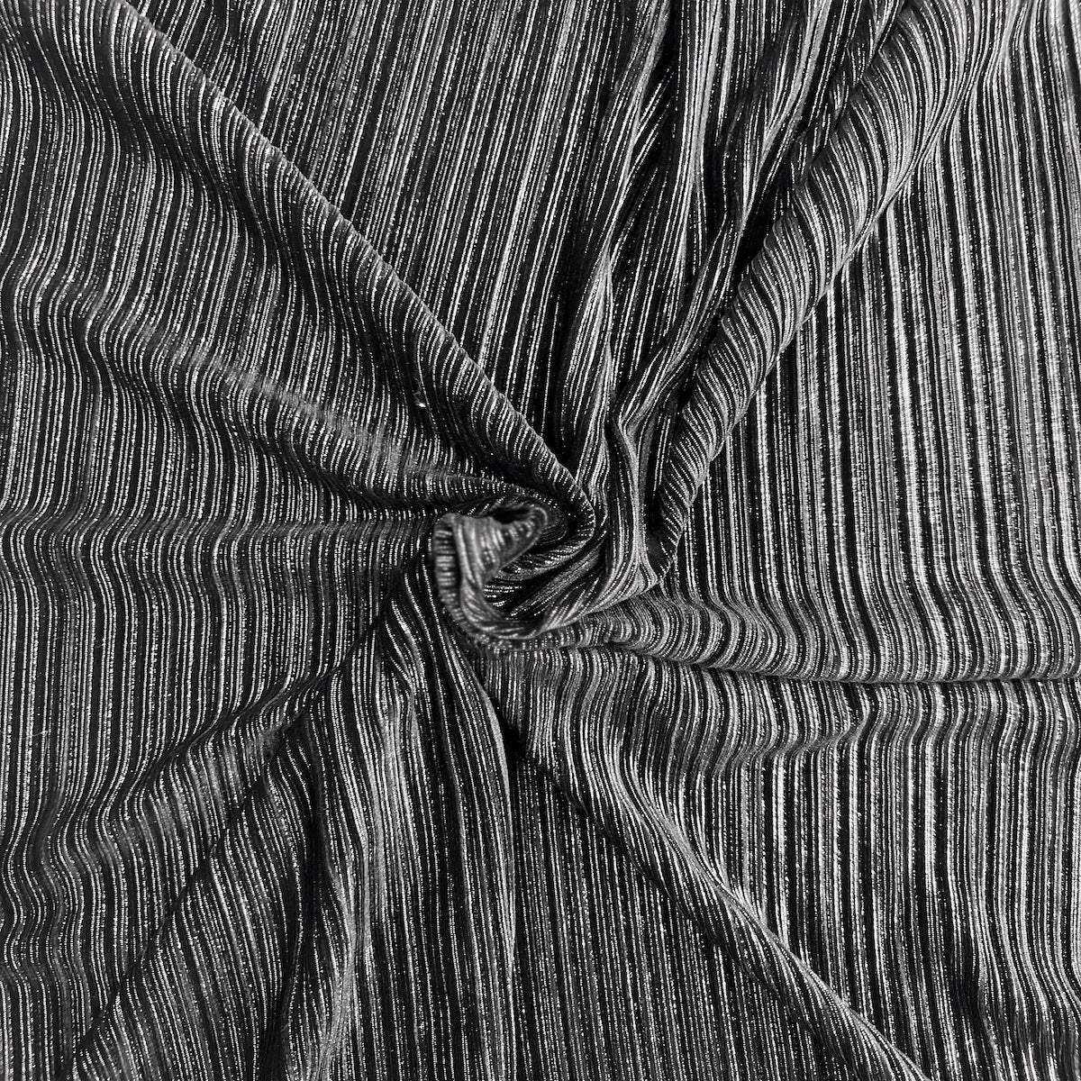 Metallic Pleated Stretch Velvet Fabric