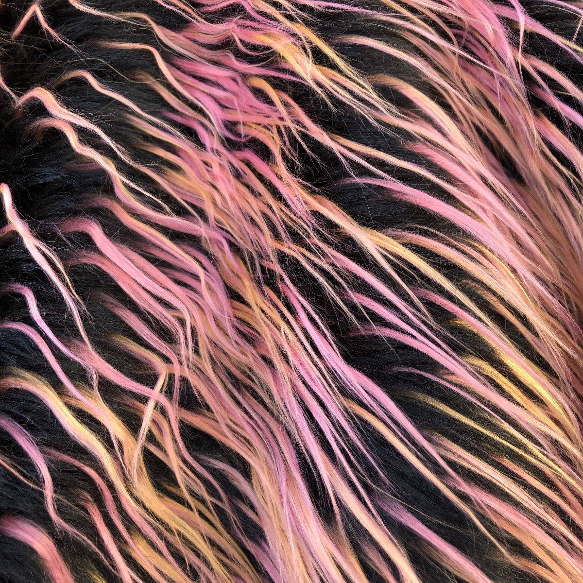 Multicolor Curly Long Pile Faux Fur Fabric