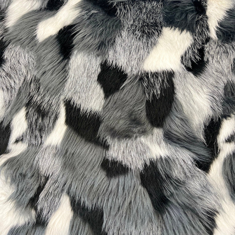 Multicolor Patchwork Faux Fur Fabric
