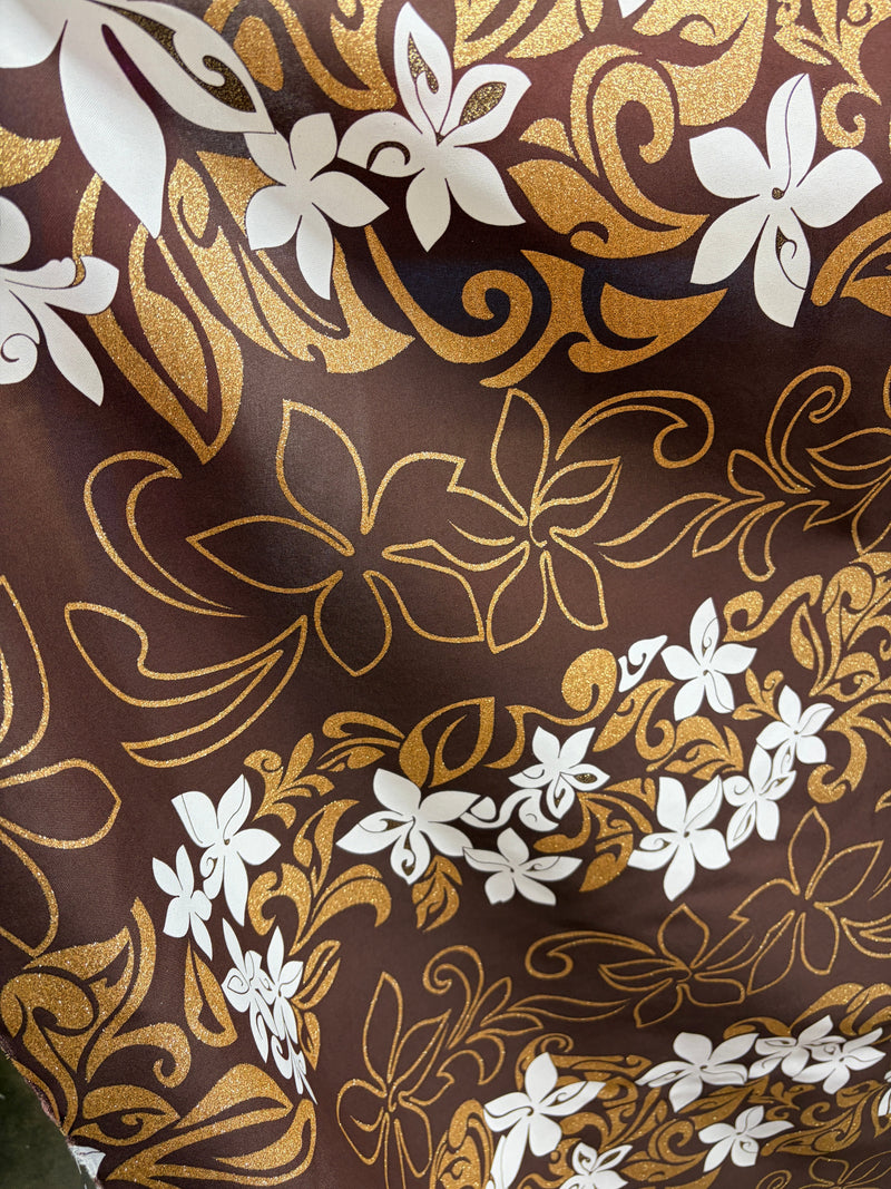 Tiare Garden Glitter Polyester Fabric | Islands Fabric