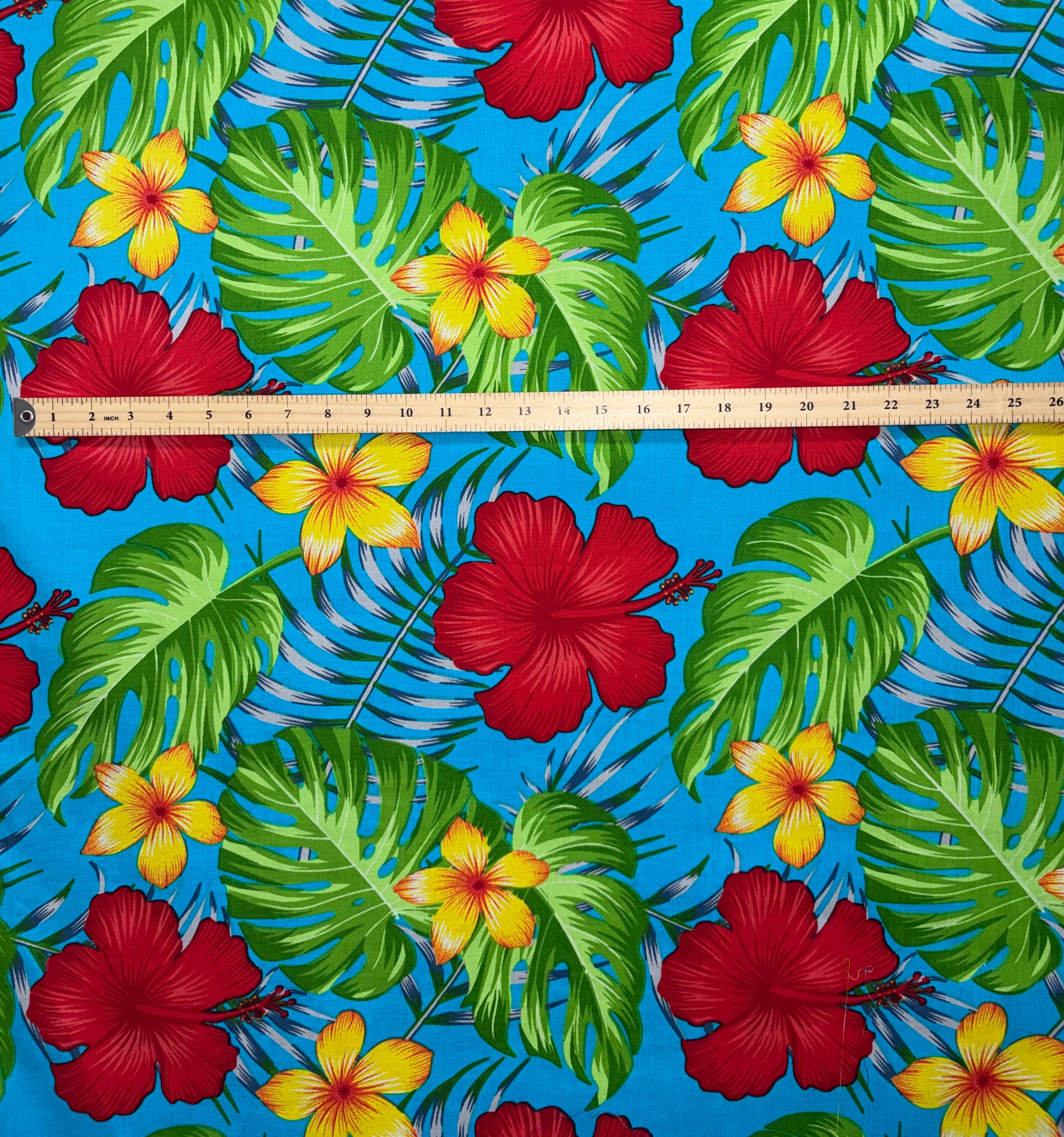 All over Tropical Flowers Cotton Fabric | Islands Fabric