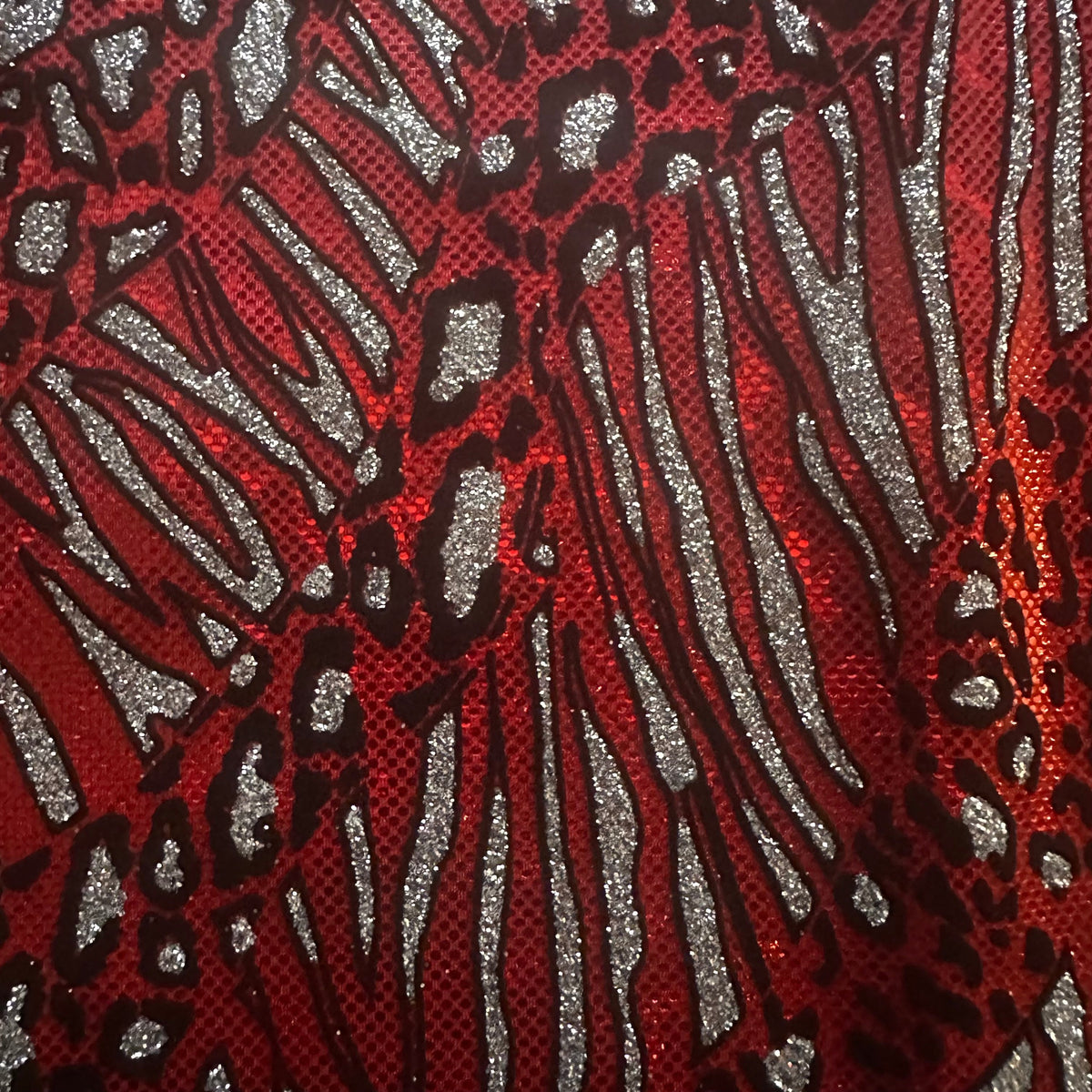 Cheetah Flocking Glitters 4-Way Nylon Stretch Fabric | Spandex Palace