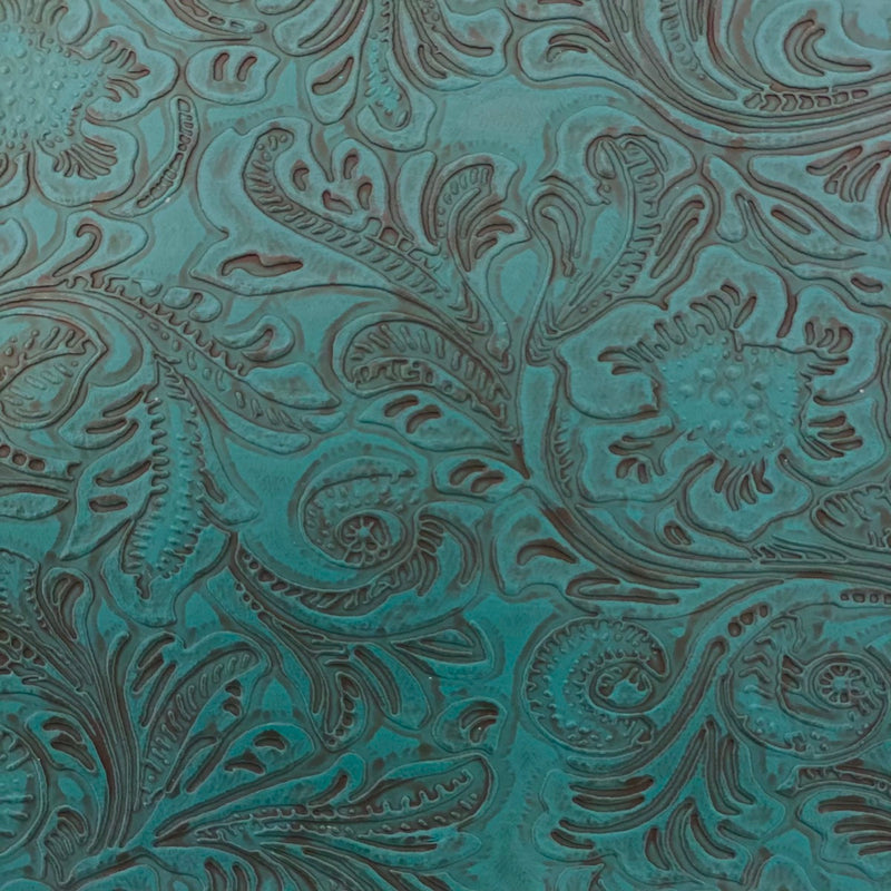 Western Floral PU Faux Leather Vinyl Fabric