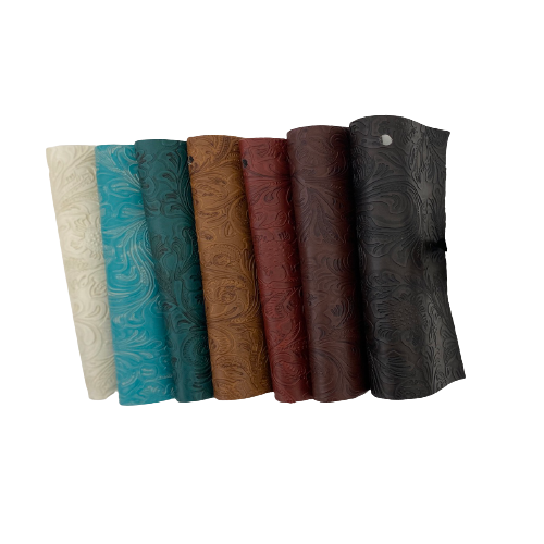 Western Floral PU Faux Leather Vinyl Fabric