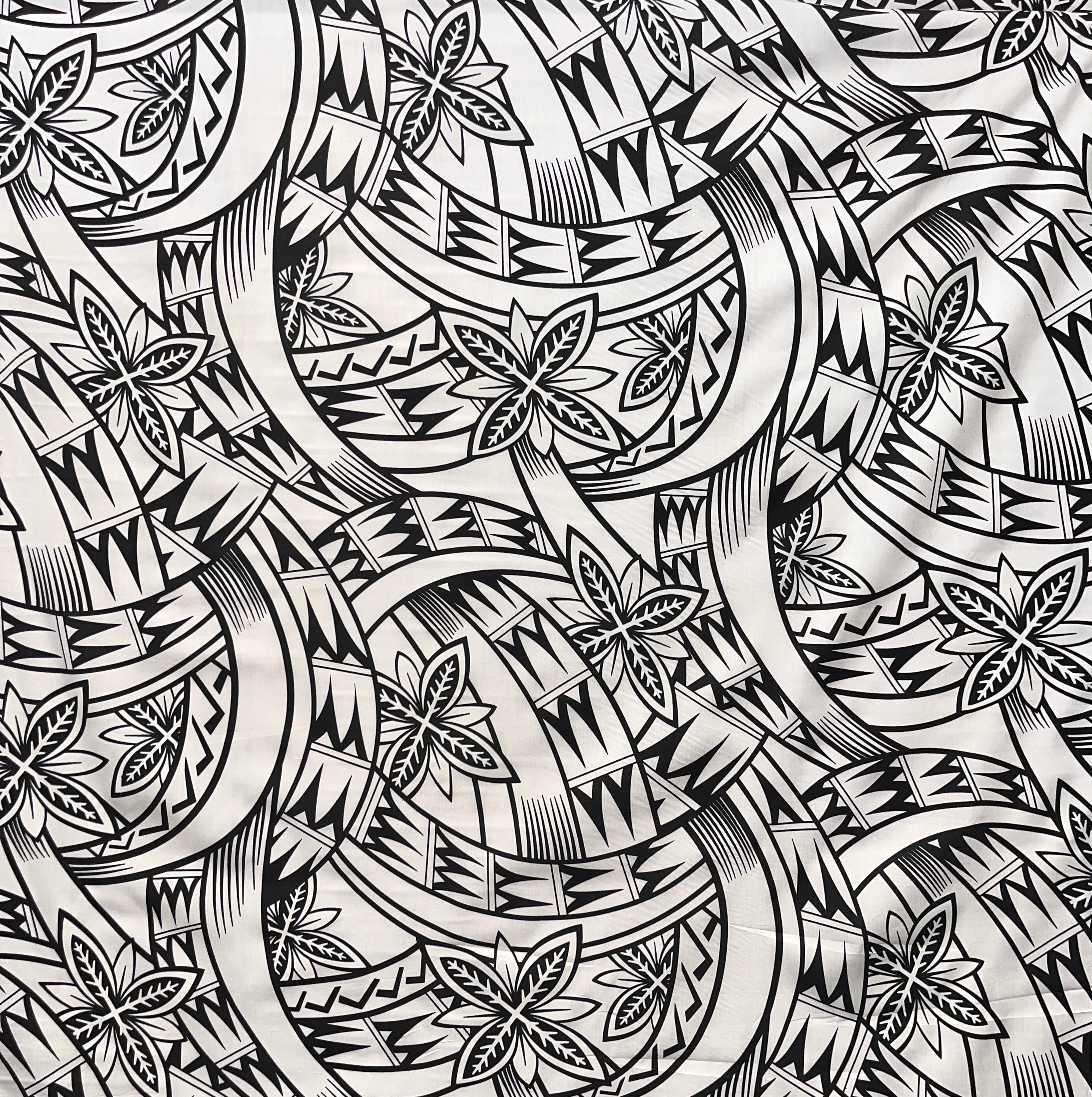 Floral Traditional Polynesian Tattoo Background Poly Cotton Fabric | Islands Fabric