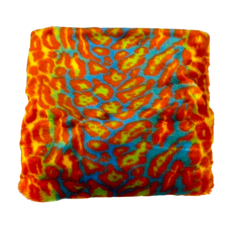 Multicolor Rainbow Leopard Print Faux Fur Fabric