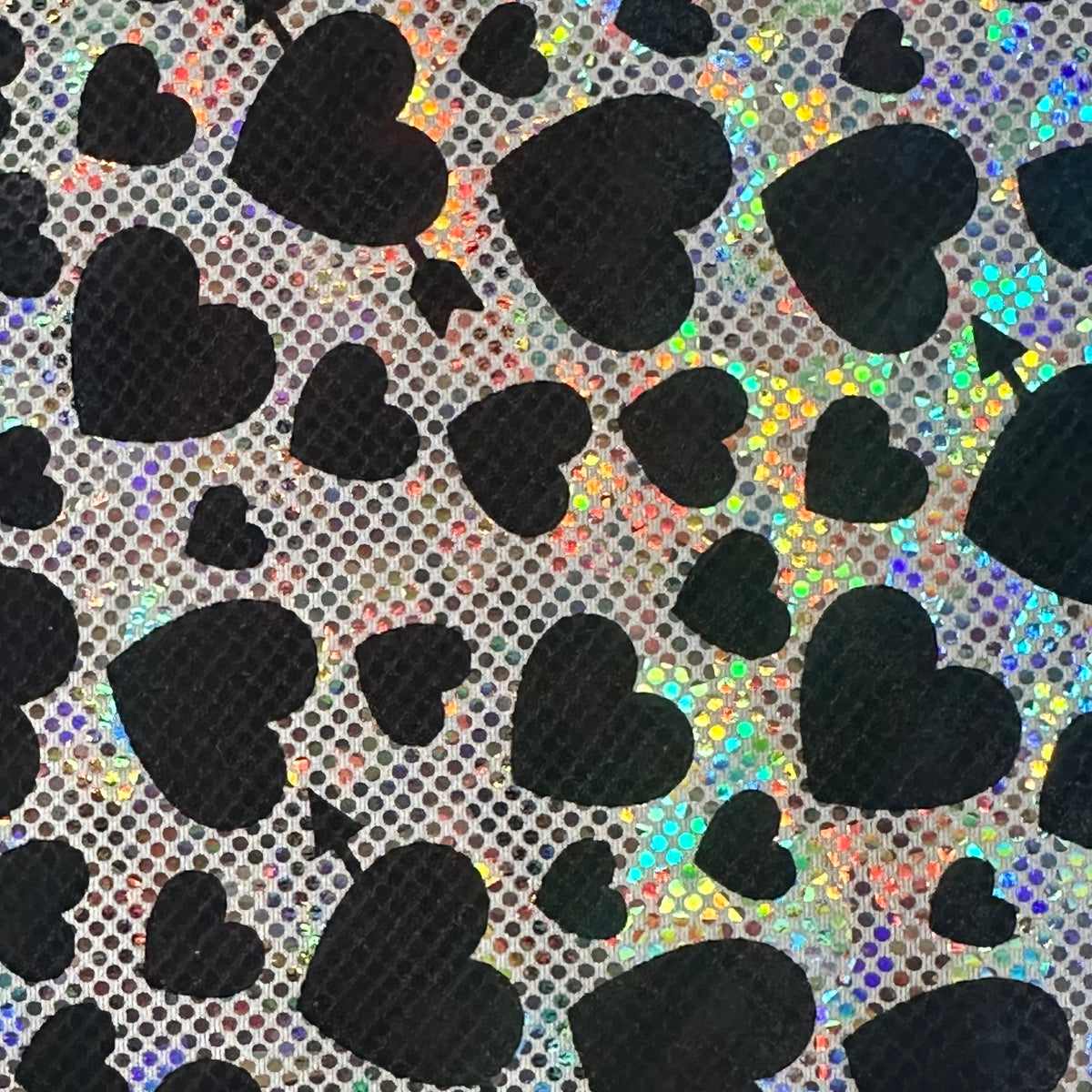 4-Way Iridescent Heart 2 Tone Foil Nylon Stretch Fabric|Spandex Palace