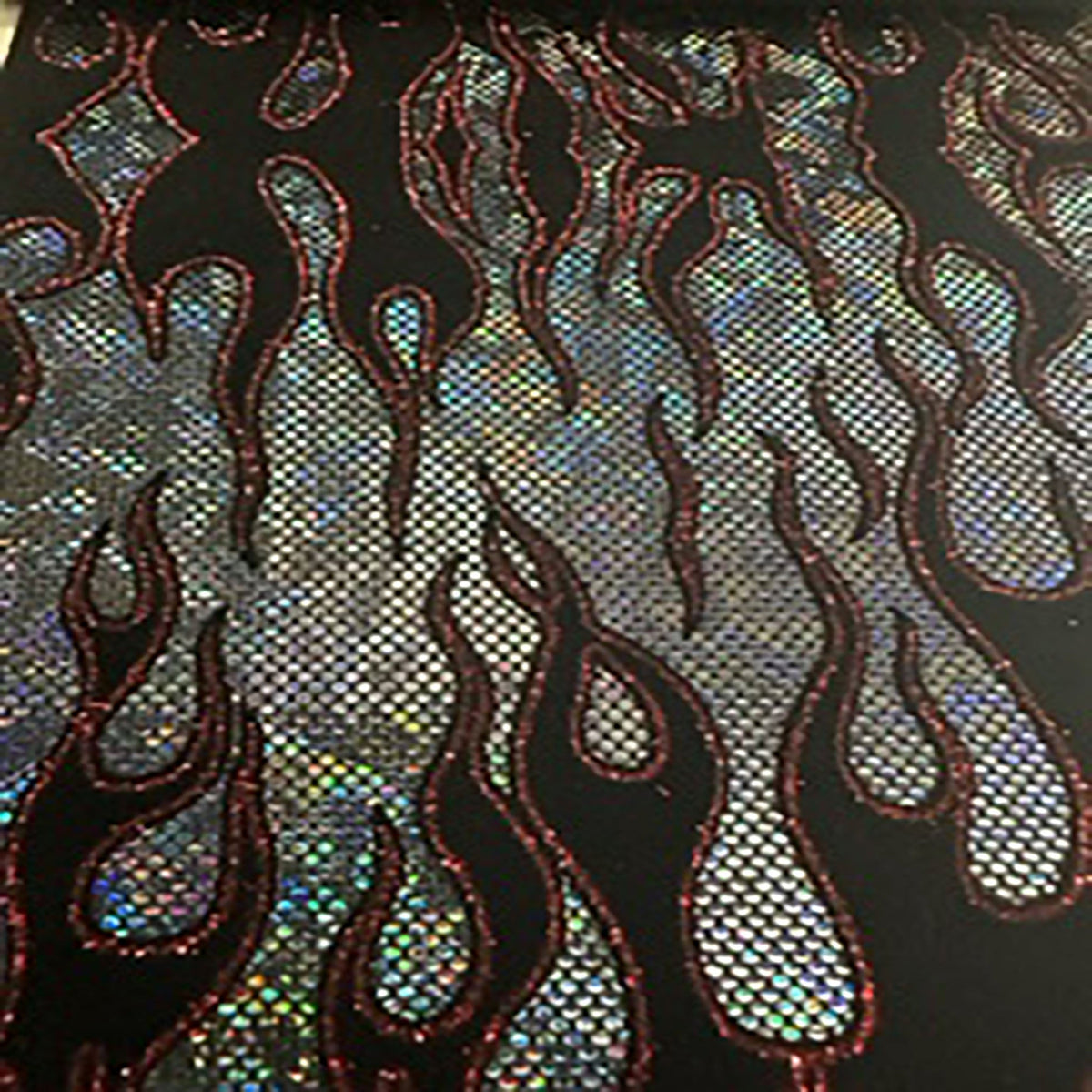 Holographic Fire Foil Print Nylon Spandex Fabric | Spandex Palace