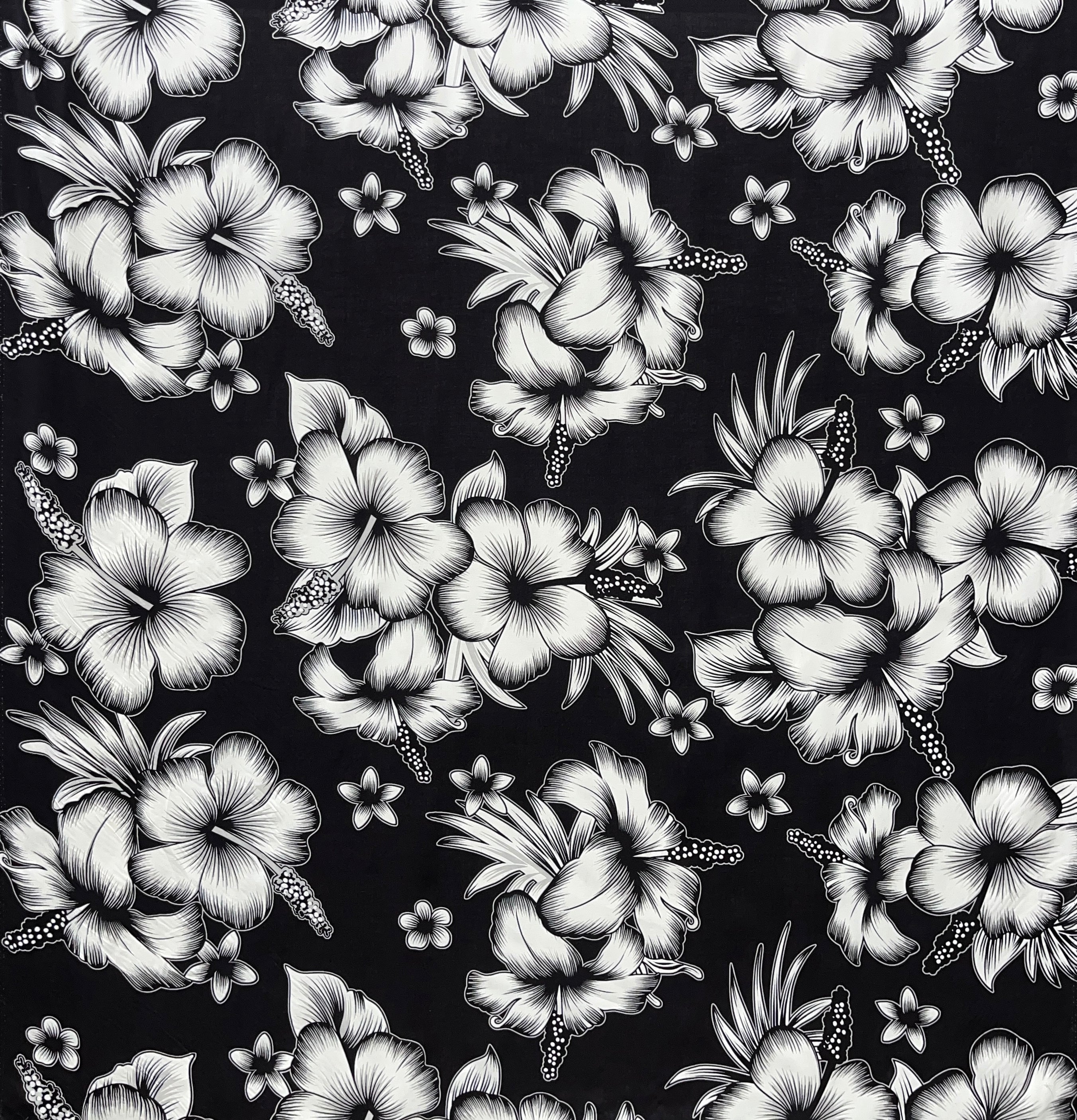 Hibiscus Cluster Rayon Challis Fabric | Islands Fabric